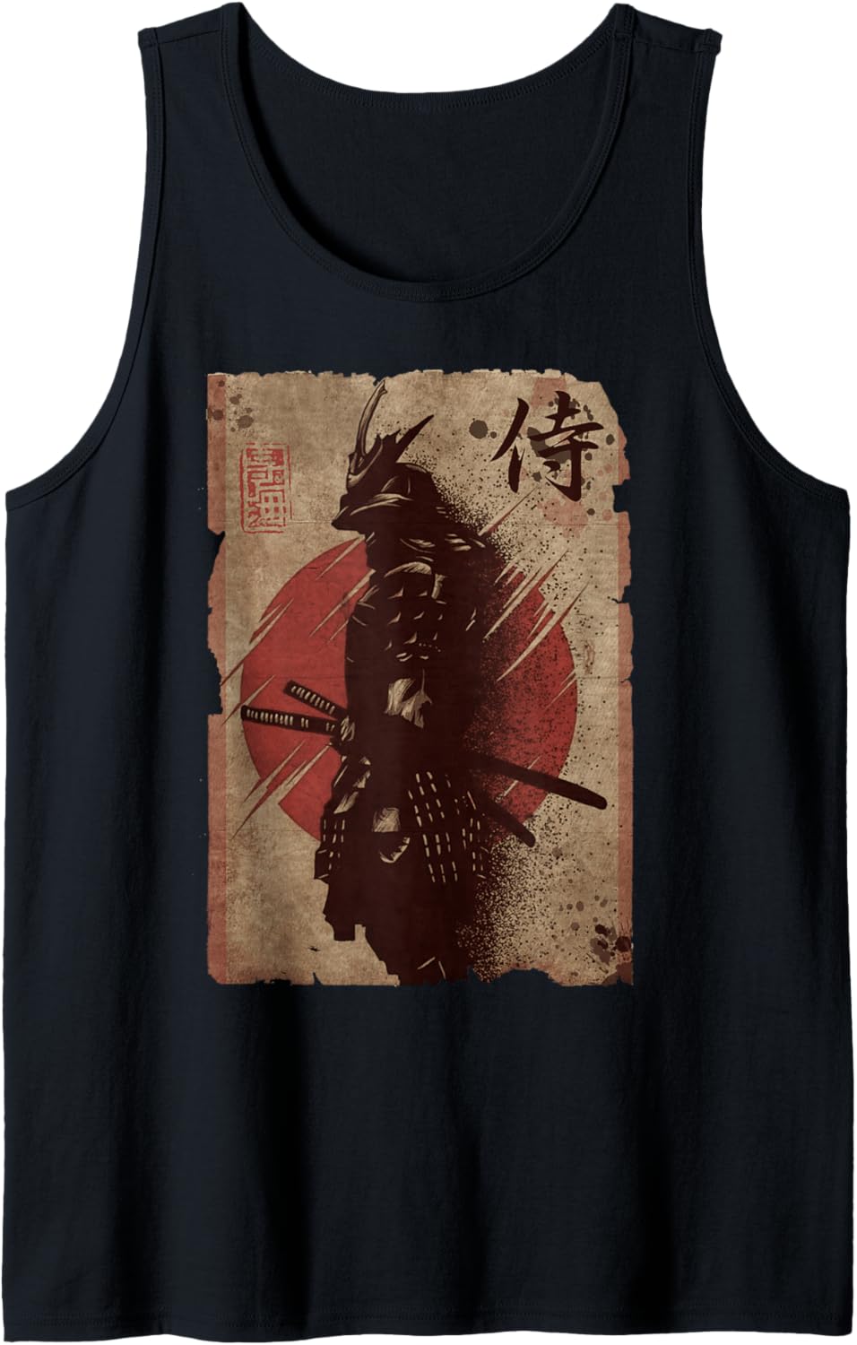 Samurai Japanese Retro Art Print Bushido Japan Warrior Tee. Tank Top