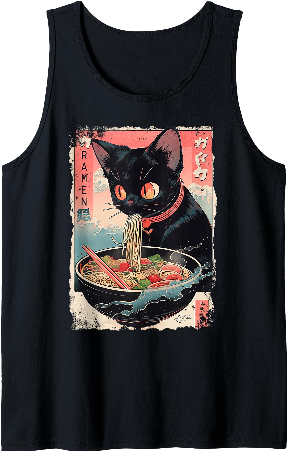 Ramen Noodles Cat Japan Y2K Kawaii Retro Cats Manga Anime Tank Top