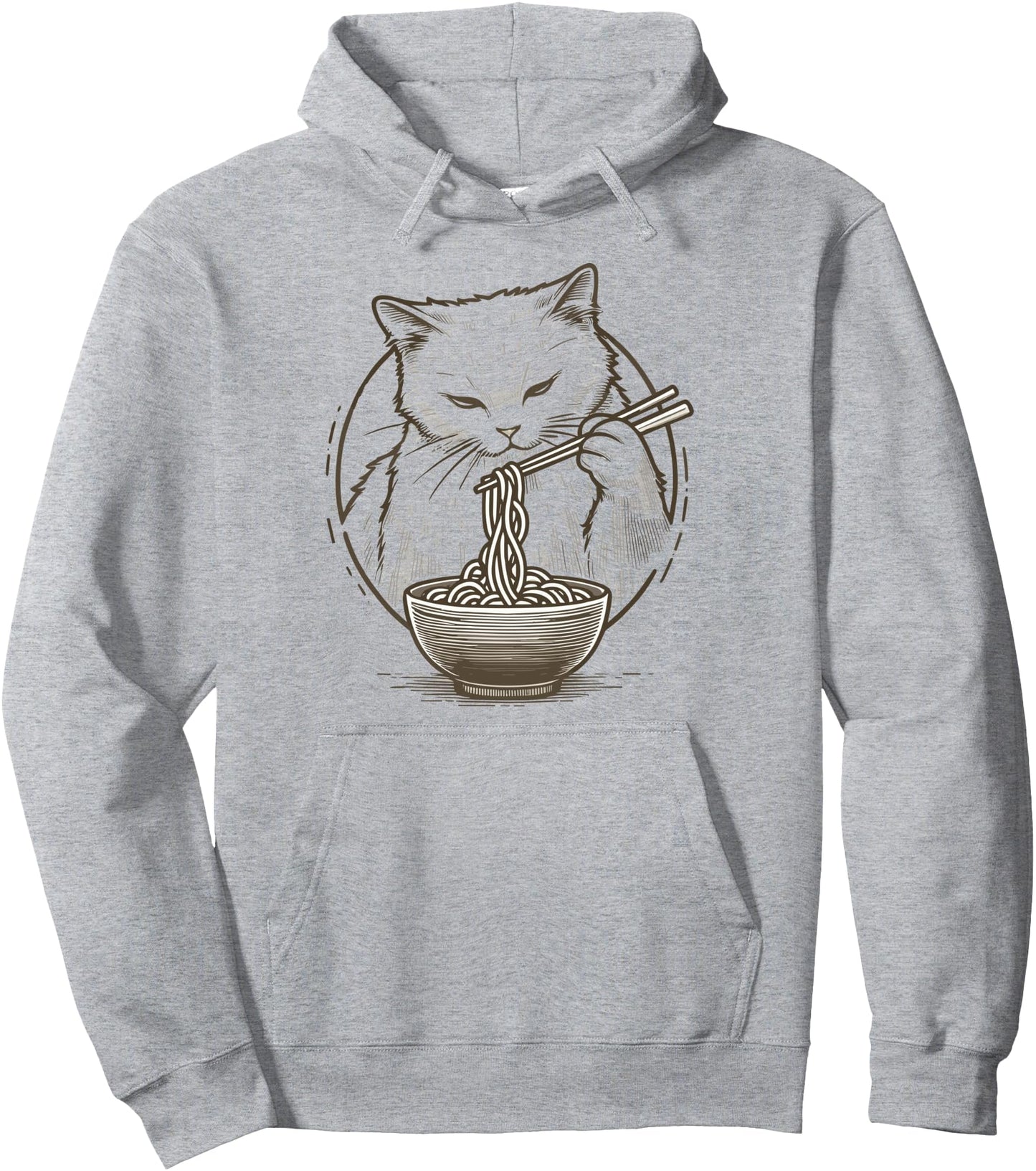 Anime Eat Ramen Aesthetic Cat Pullover Hoodie