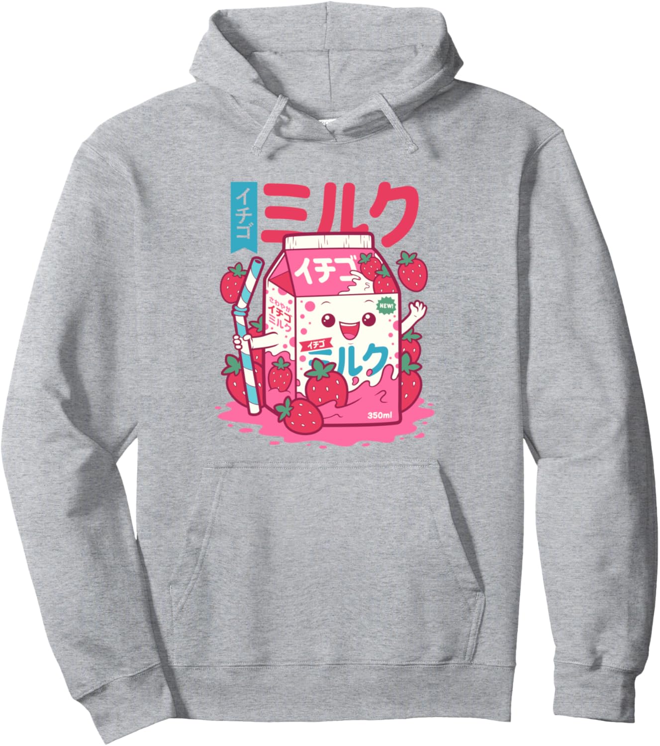 Kawaii Cute Japanese Strawberry Milk Straw Anime For Girls Pullover Hoodie
