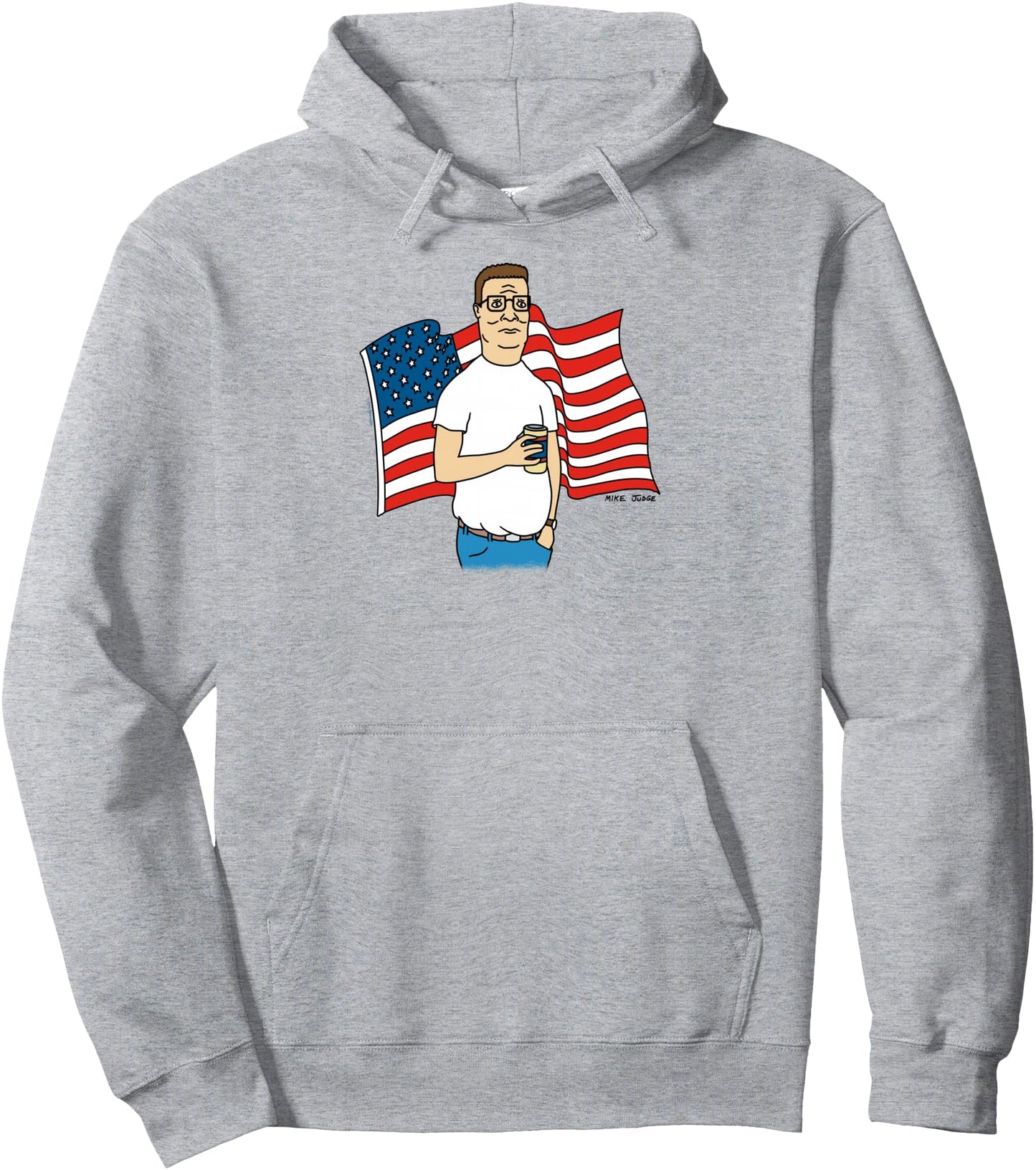 King of the Hill Hank Hill and American Flag Cartoon Pullover Hoodie