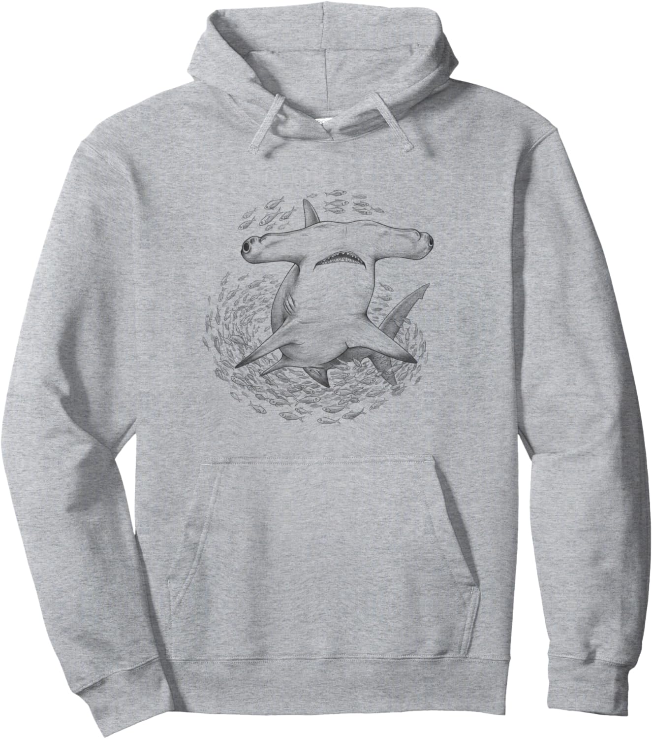 Hammerhead Shark Scene Sketch Fishes Design Pullover Hoodie