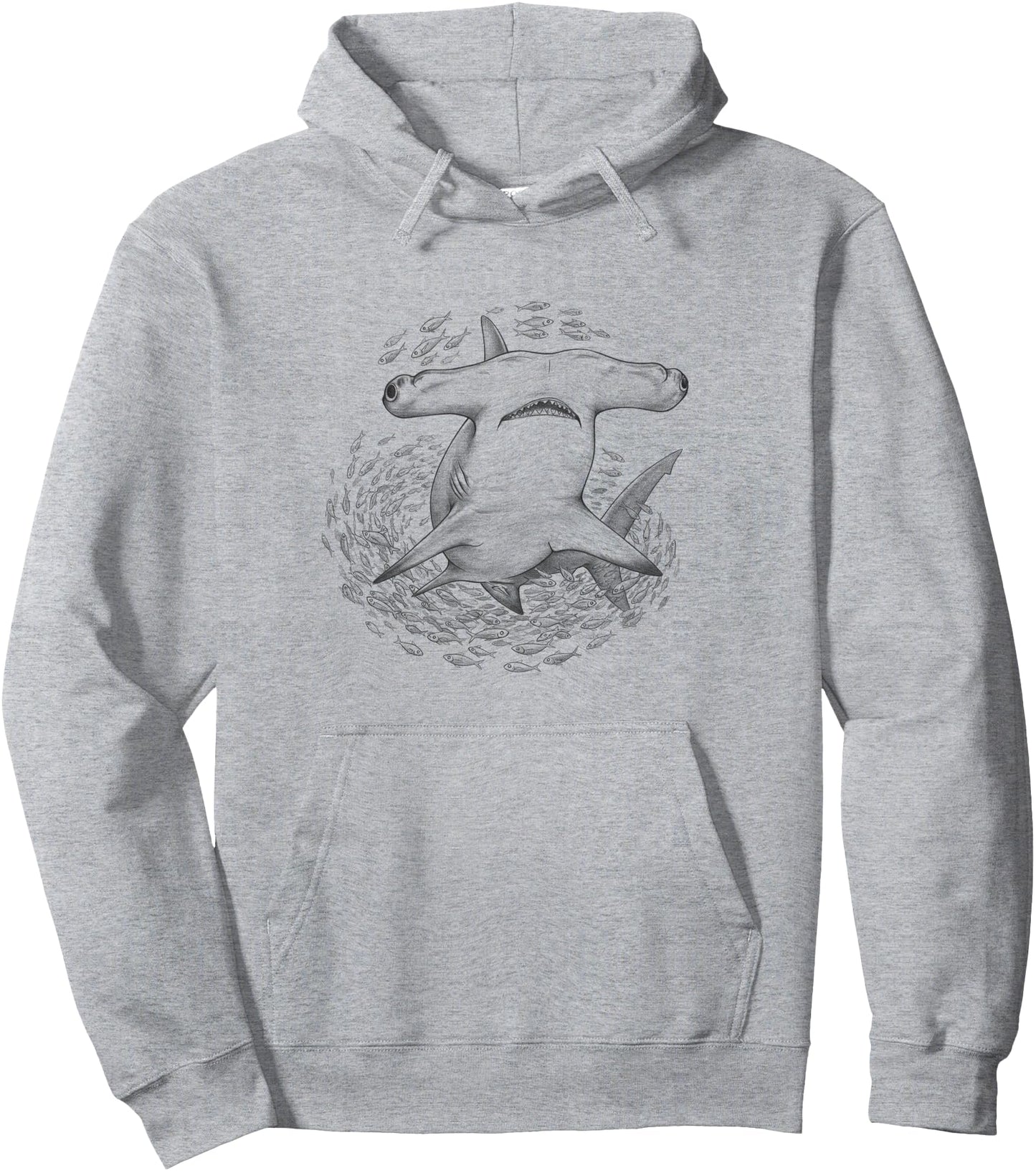 Hammerhead Shark Scene Sketch Fishes Design Pullover Hoodie