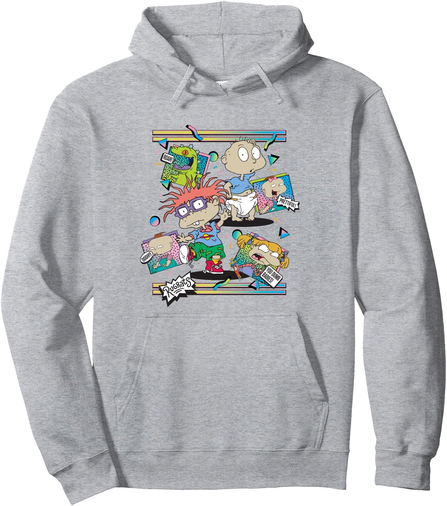 Rugrats Iconic Characters Group Shot 90's Retro Chest Logo Pullover Hoodie