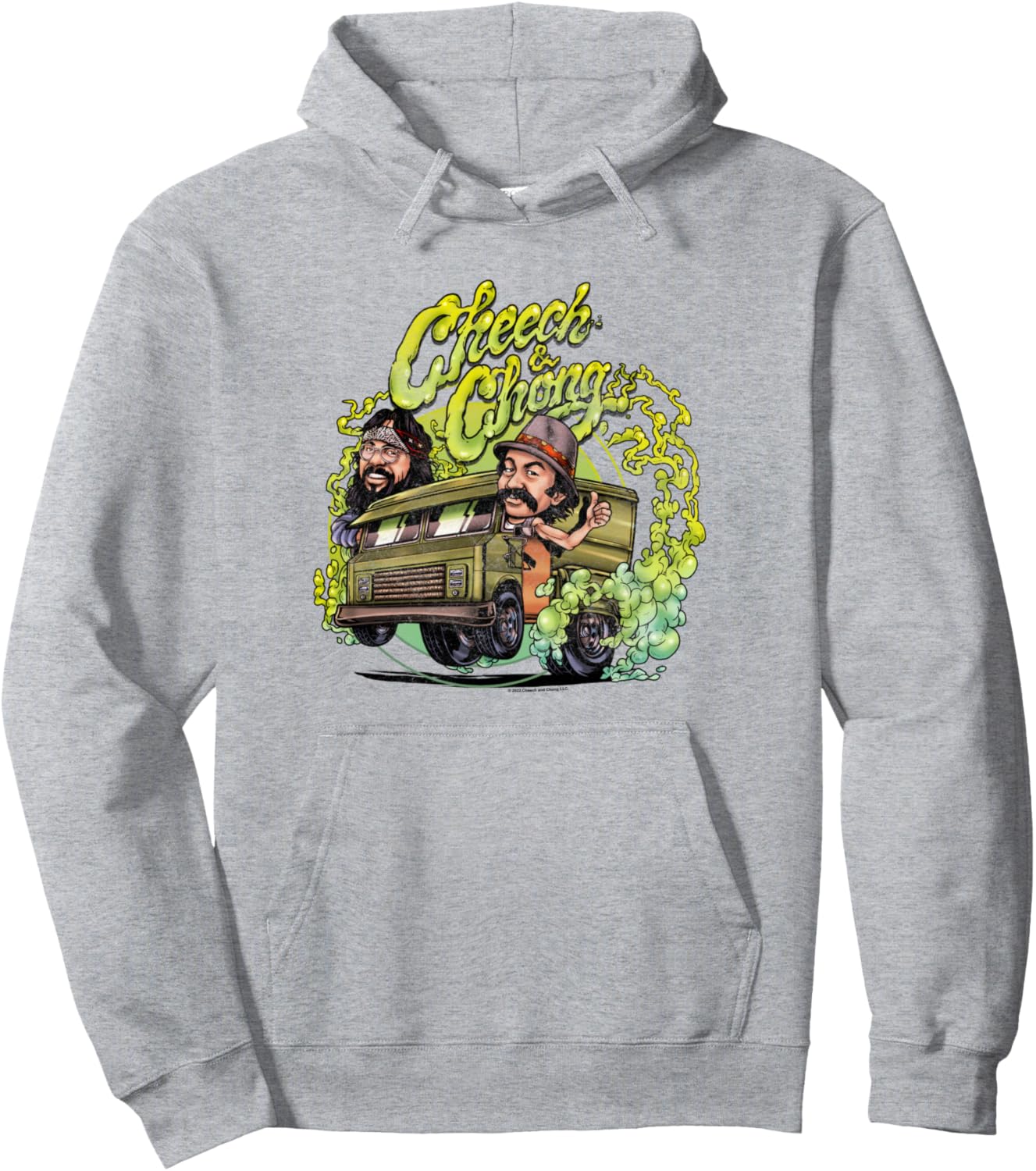 Cheech & Chong Retro Cartoon Riding Truck With Green Smoke Pullover Hoodie