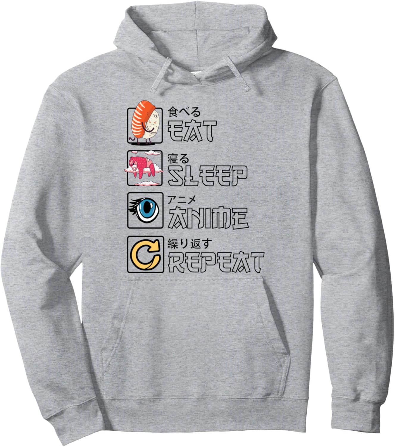 Sweet Manga Kawaii Gift -Eat Sleep Anime Repeat - Cute Anime Pullover Hoodie