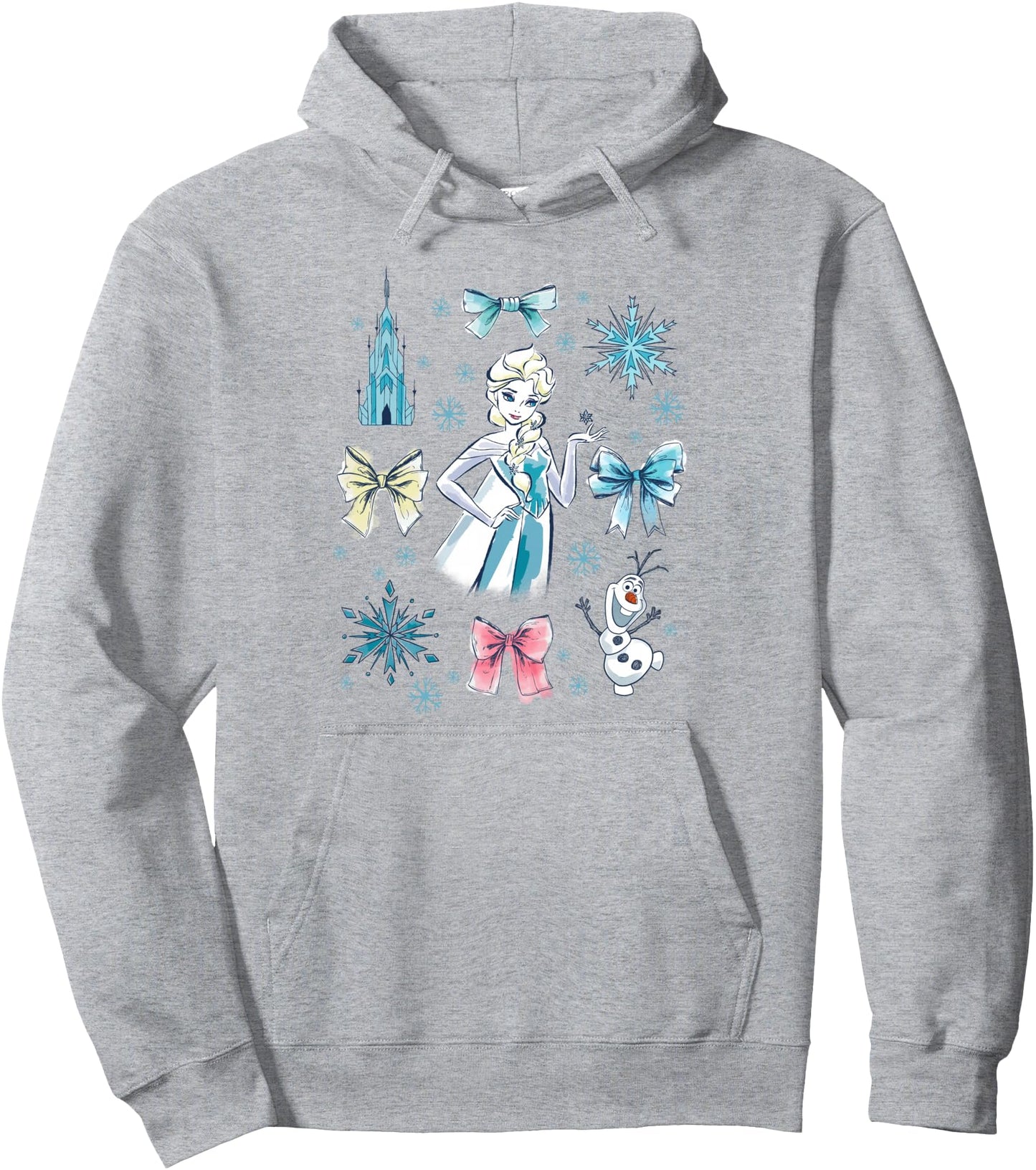 Disney Frozen Elsa Bow Watercolor Collage Pullover Hoodie
