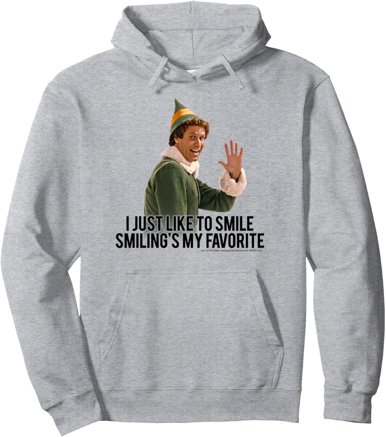 Elf I Just Like to Smile Buddy Christmas Movie Pullover Hoodie