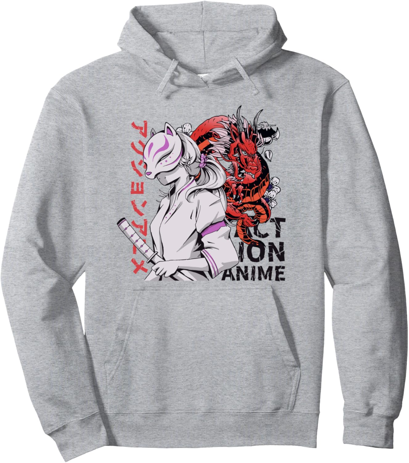 Japanese Kitsune Girl Samurai Warrior Fantasy Anime Pullover Hoodie