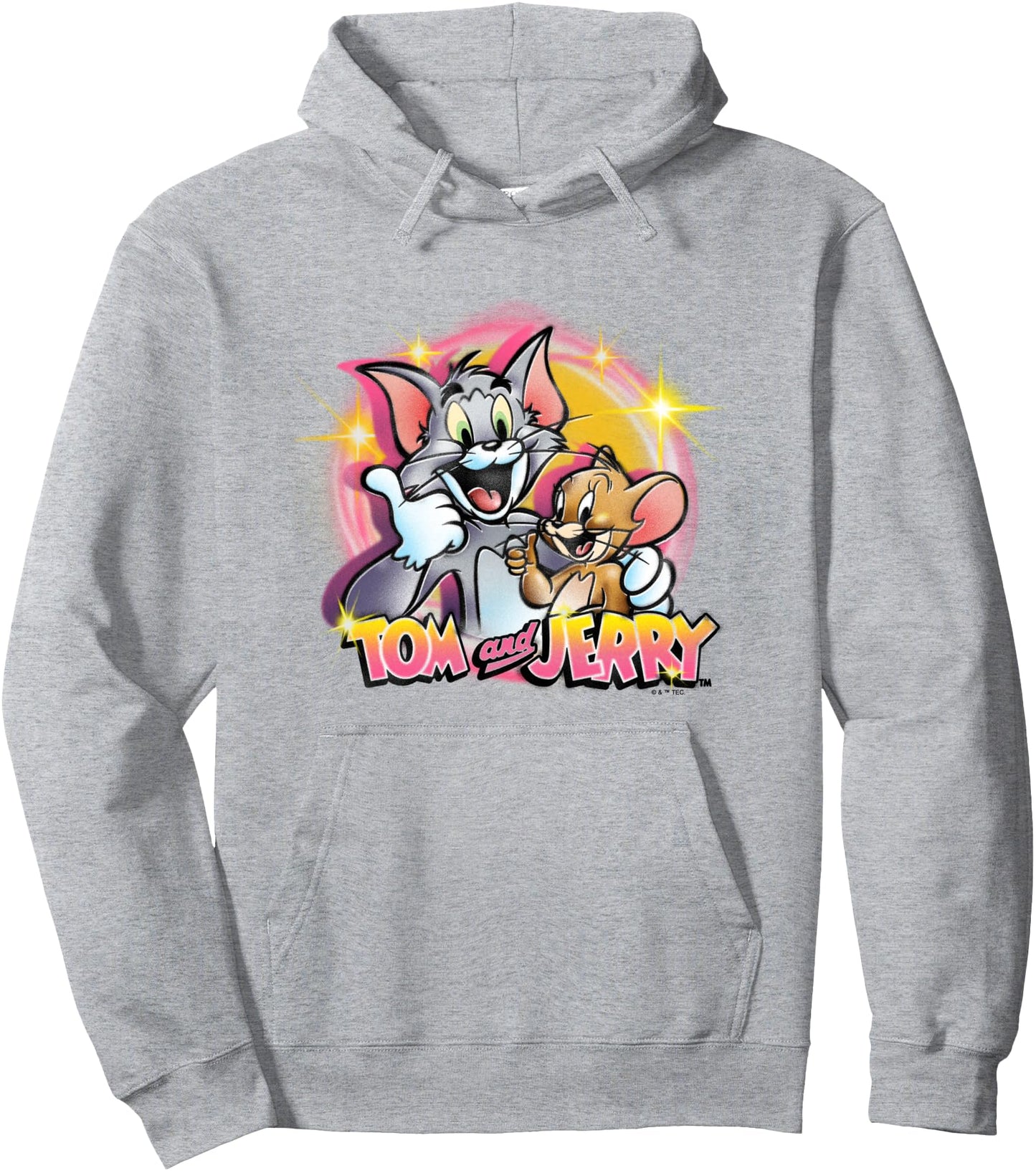 Tom and Jerry Retro Vintage Spray Paint Graffiti Portrait Pullover Hoodie