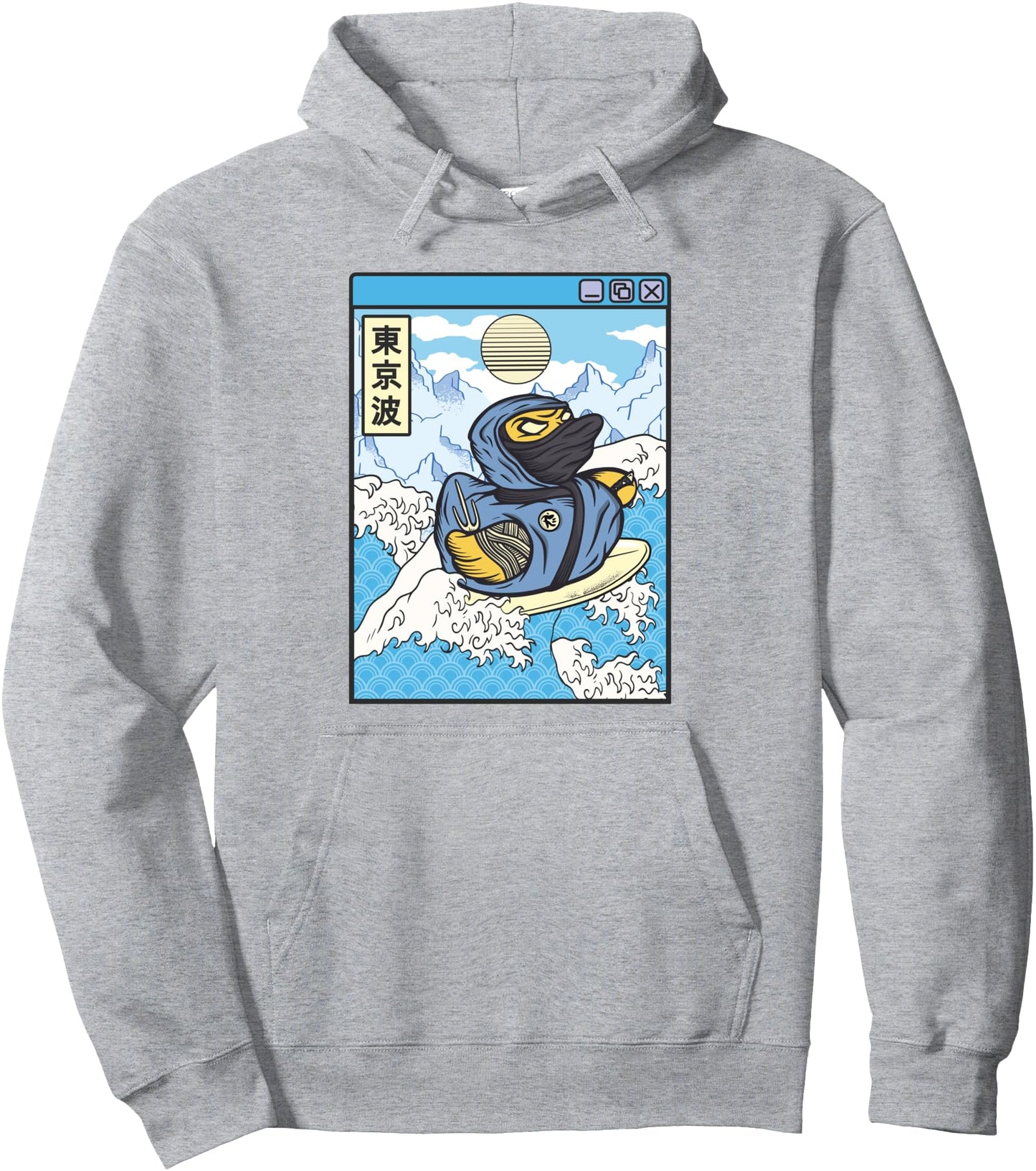 Surfing Ninja Rubber Duck Japanese Waves Kawaii Vaporwave Pullover Hoodie