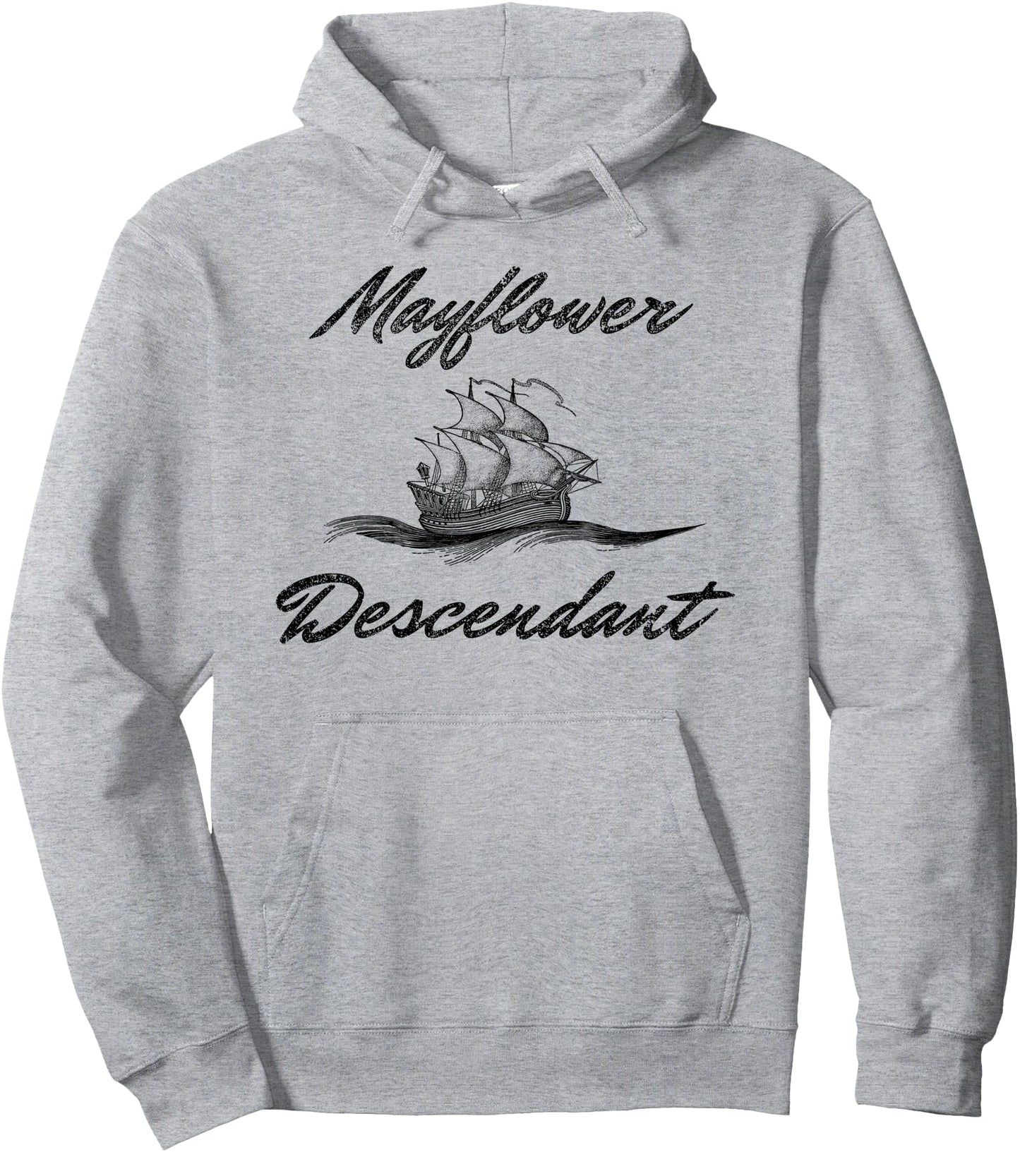 Mayflower Descendant 1620 Vintage Illustration Pullover Hoodie
