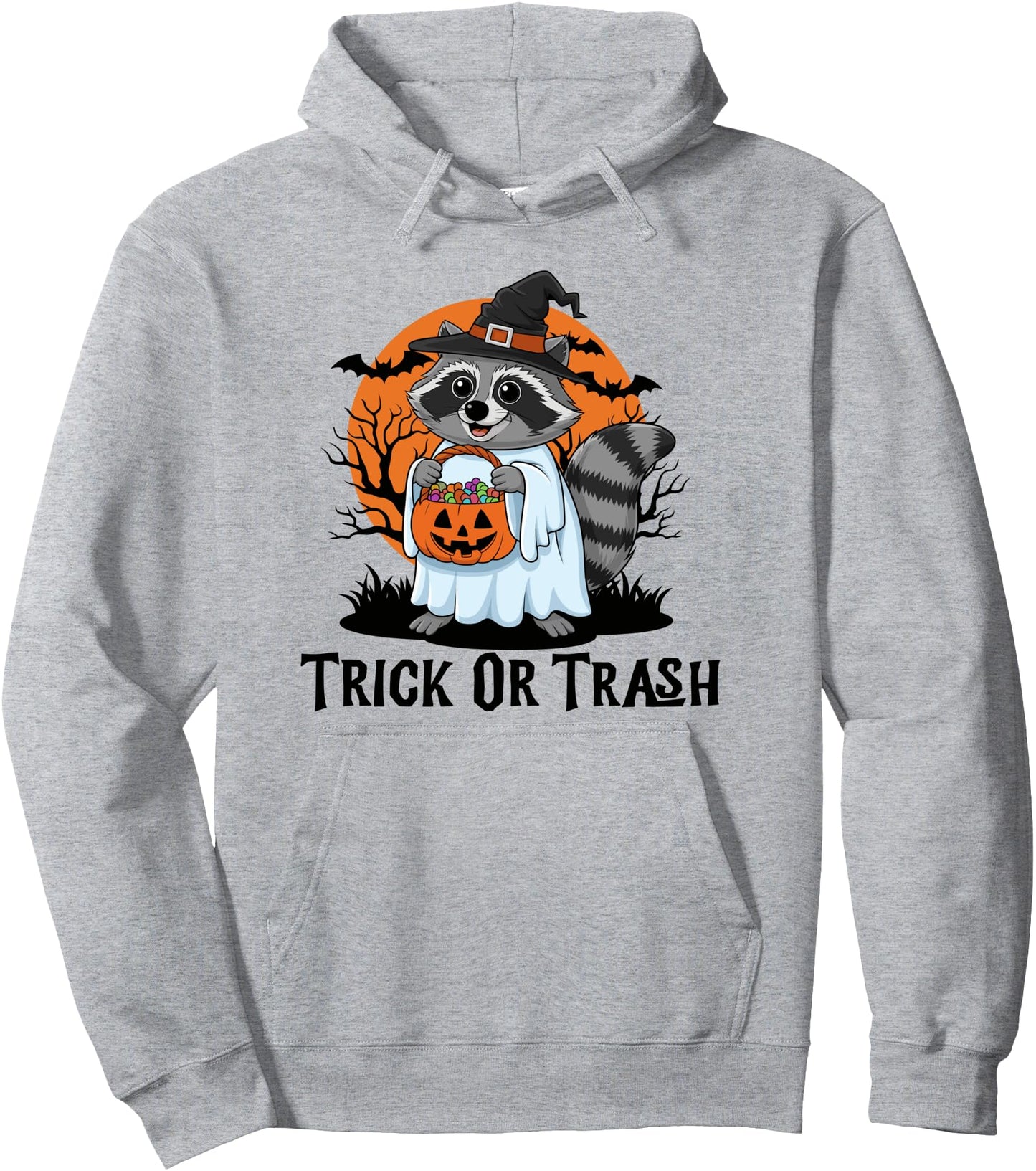 Trick Or Trash Funny Raccoon Ghost Halloween Racoon Pullover Hoodie