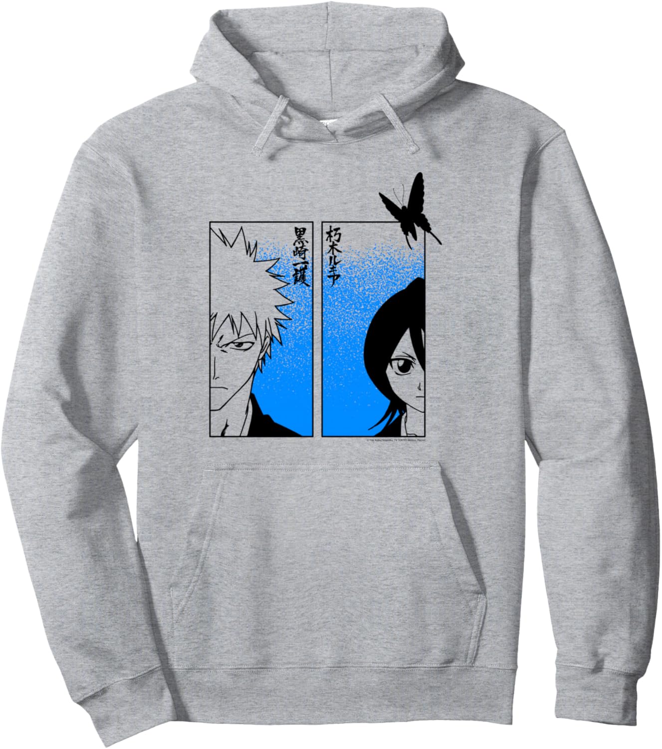 Bleach Ichigo & Rukia Half Faces with Jigokucho Anime Pullover Hoodie