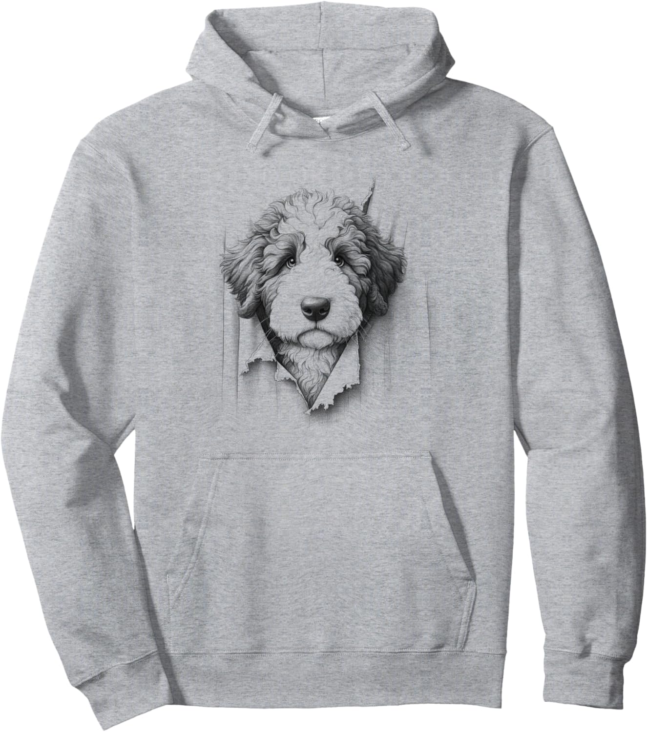 Cute Bernedoodle Peeking Dog Design Pullover Hoodie