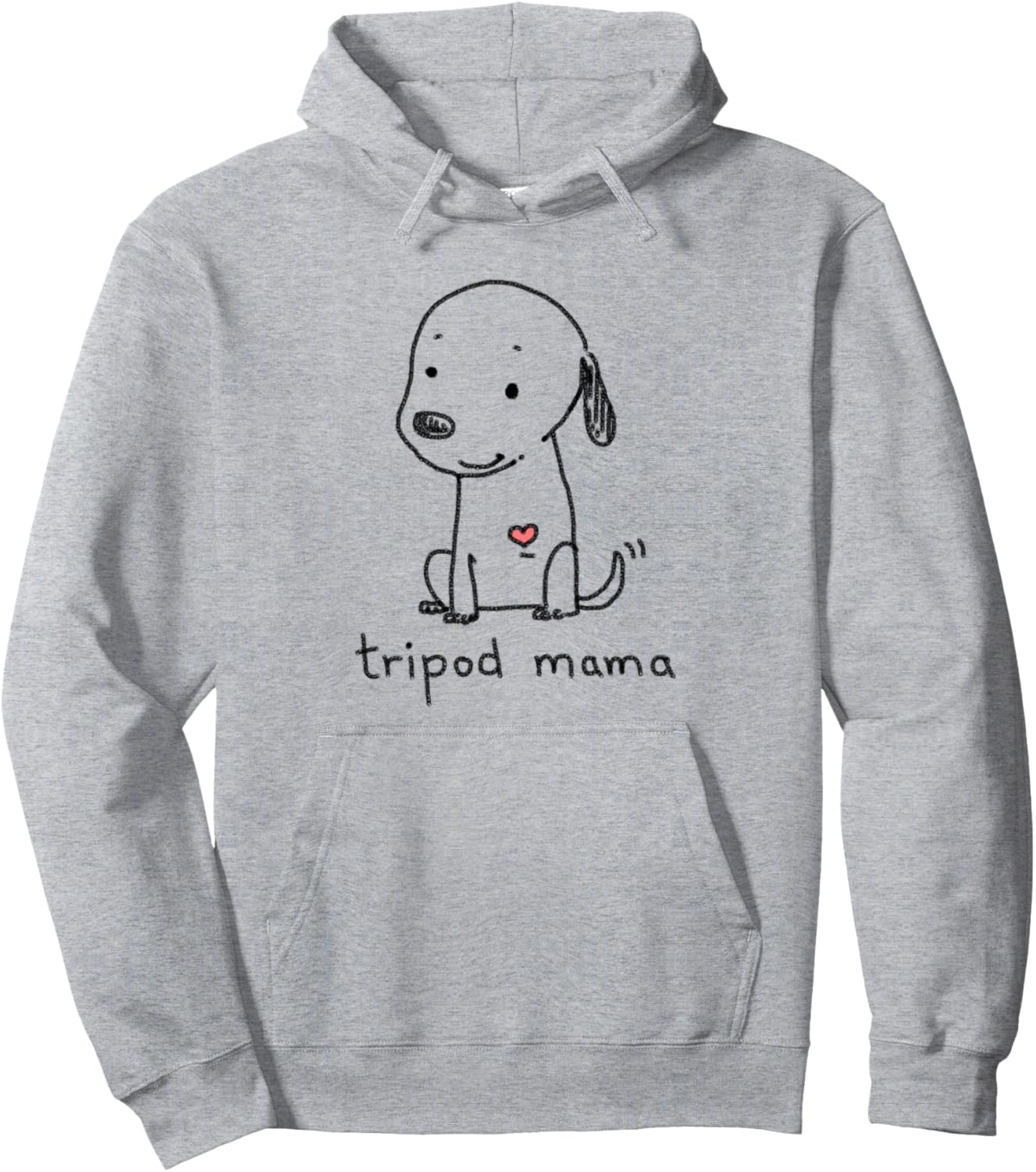 Tripod Dog, Dog Mom, Cute Cartoon Dog, Three Legged Dog Pullover Hoodie