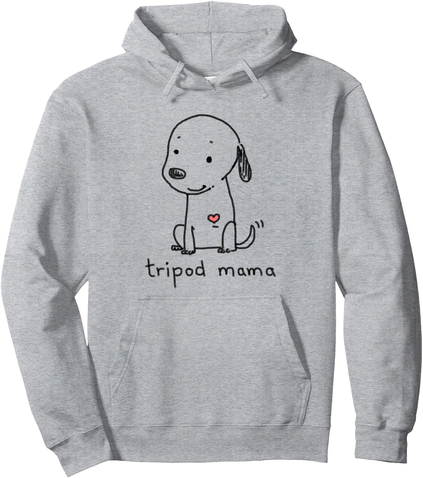 Tripod Dog, Dog Mom, Cute Cartoon Dog, Three Legged Dog Pullover Hoodie