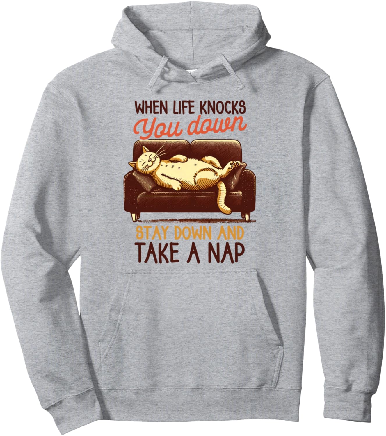 Cat Mom Lazy Cat Lady When Life Knocks You Down Take A Nap Pullover Hoodie