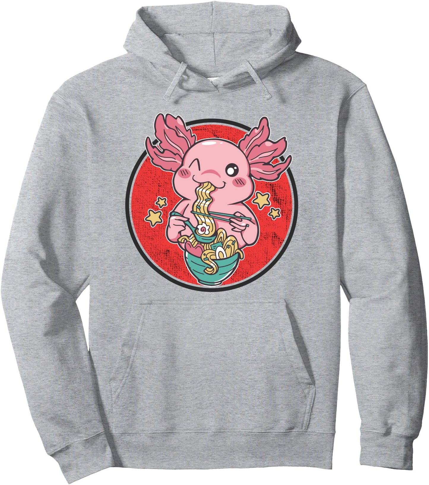 Kawaii Axolotl Eating Ramen Noodles Japanese Sun Teen Anime Pullover Hoodie