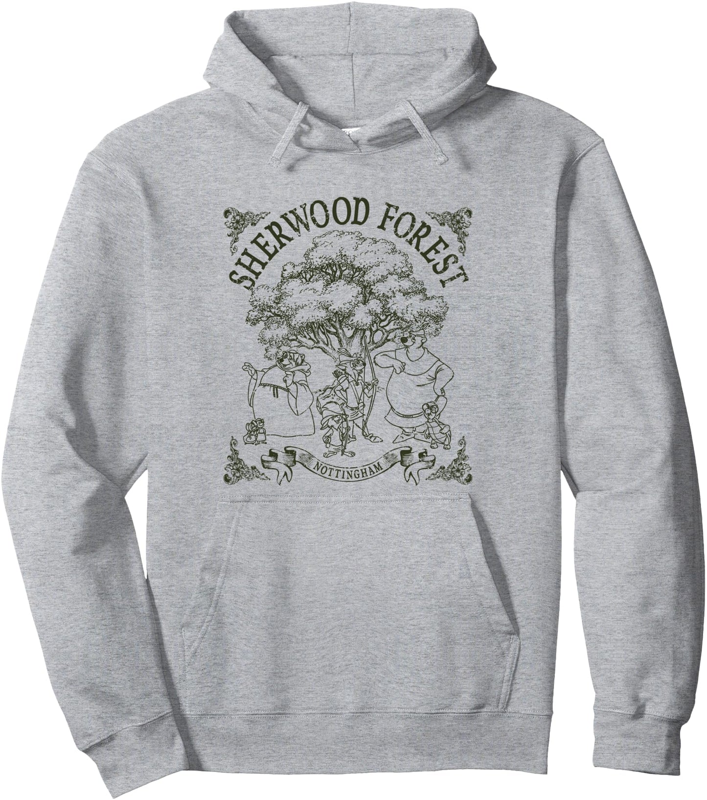 Disney Robin Hood Sherwood Forest Vintage Group Shot Logo Pullover Hoodie