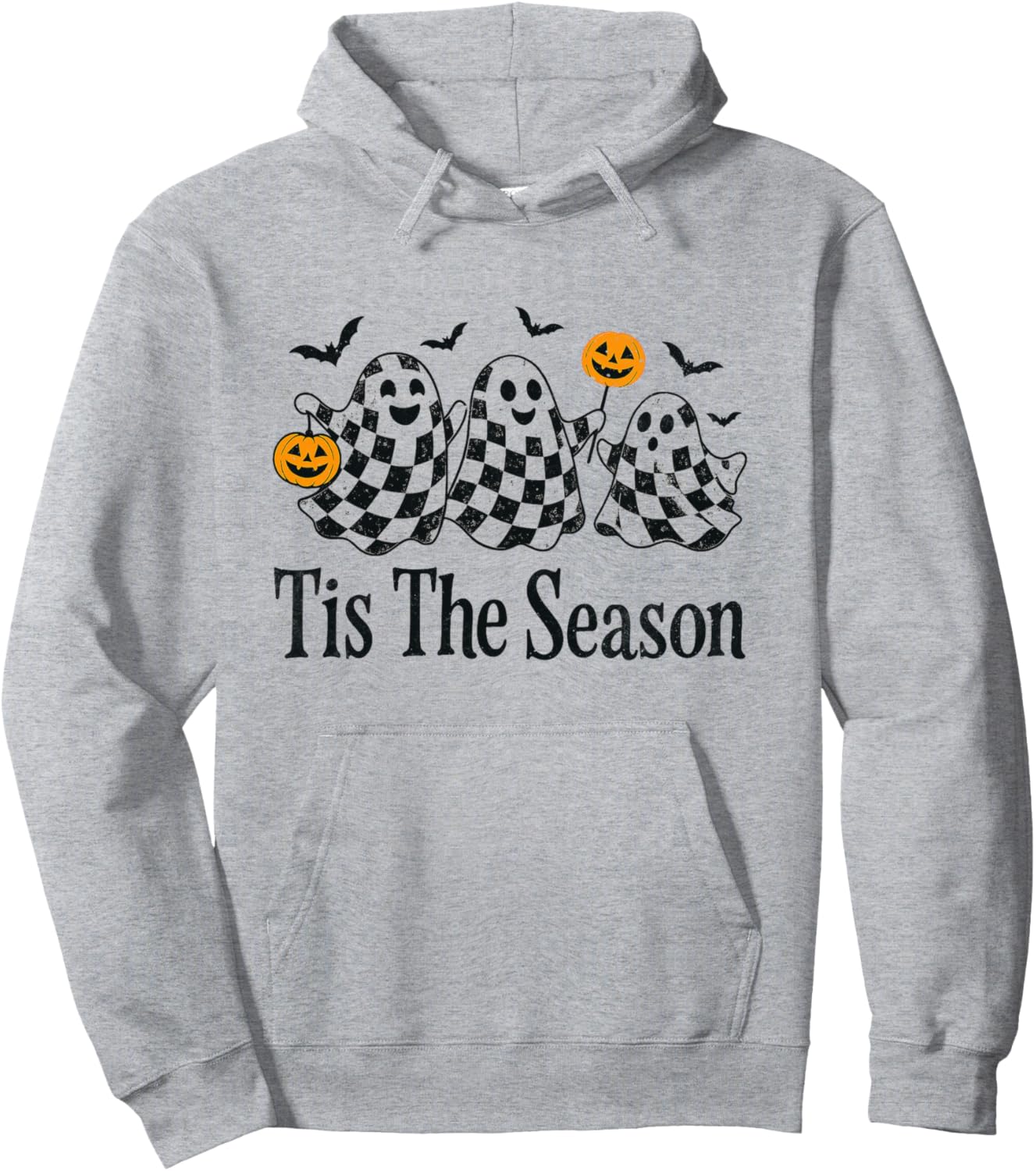 Checkered Halloween Ghosts Tis The Spooky Season Fun Pullover Hoodie