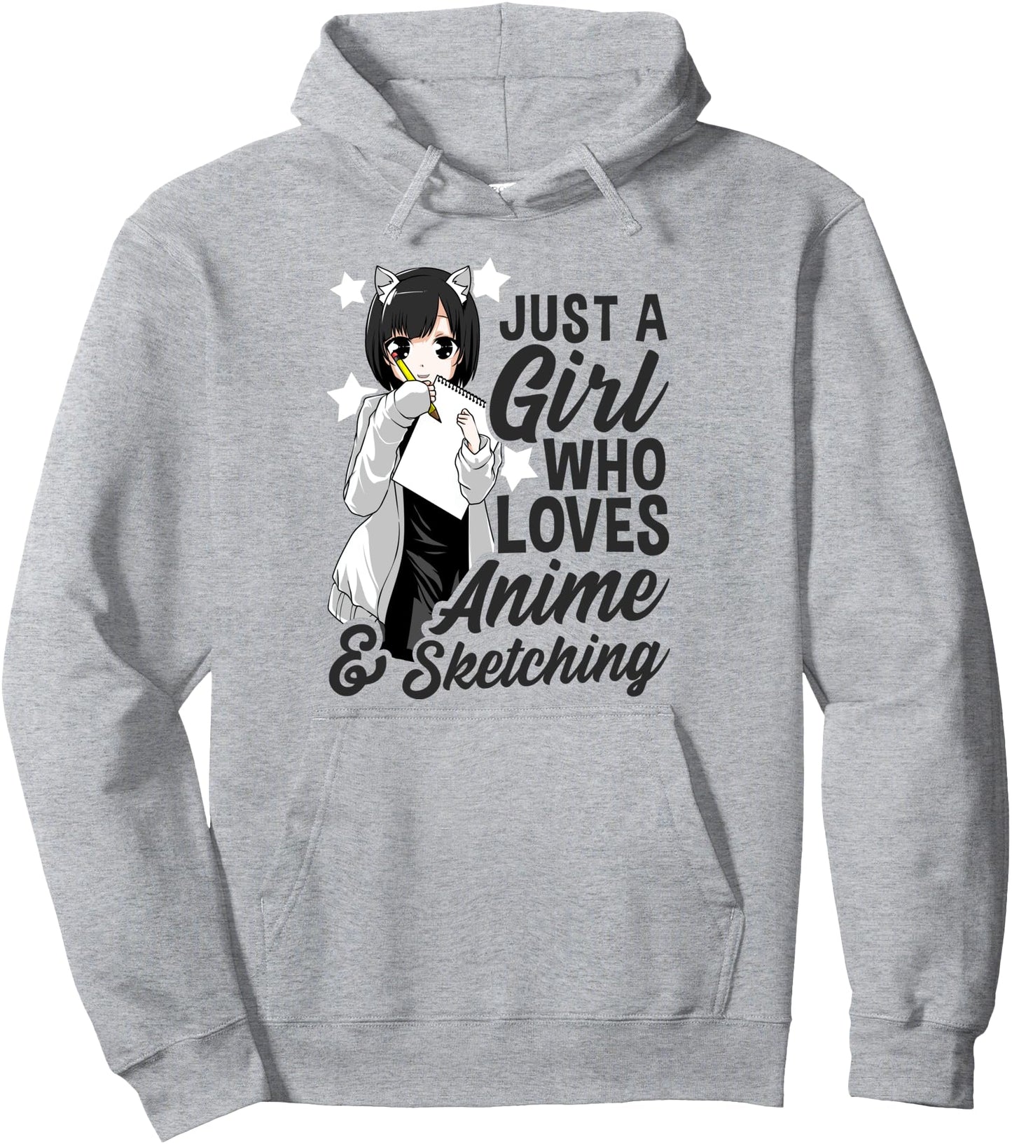 Anime Girl Just A Girl Who Loves Anime and Sketching Drawing Pullover Hoodie