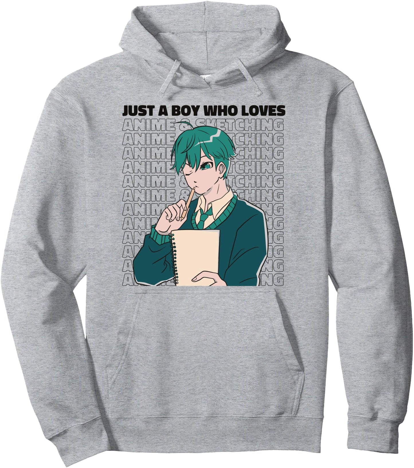 Boy Who Loves Anime and Sketching - Japanese Pullover Hoodie