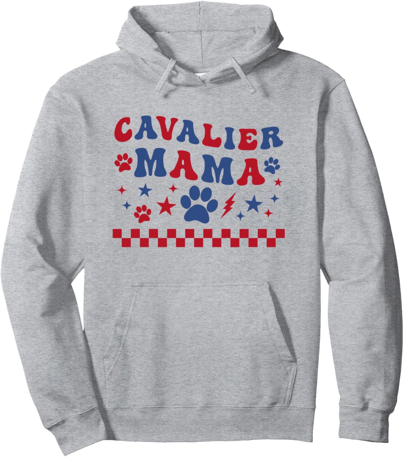 Cavalier Mama Dog Mom 4th of July Patriotic Groovy Pullover Hoodie