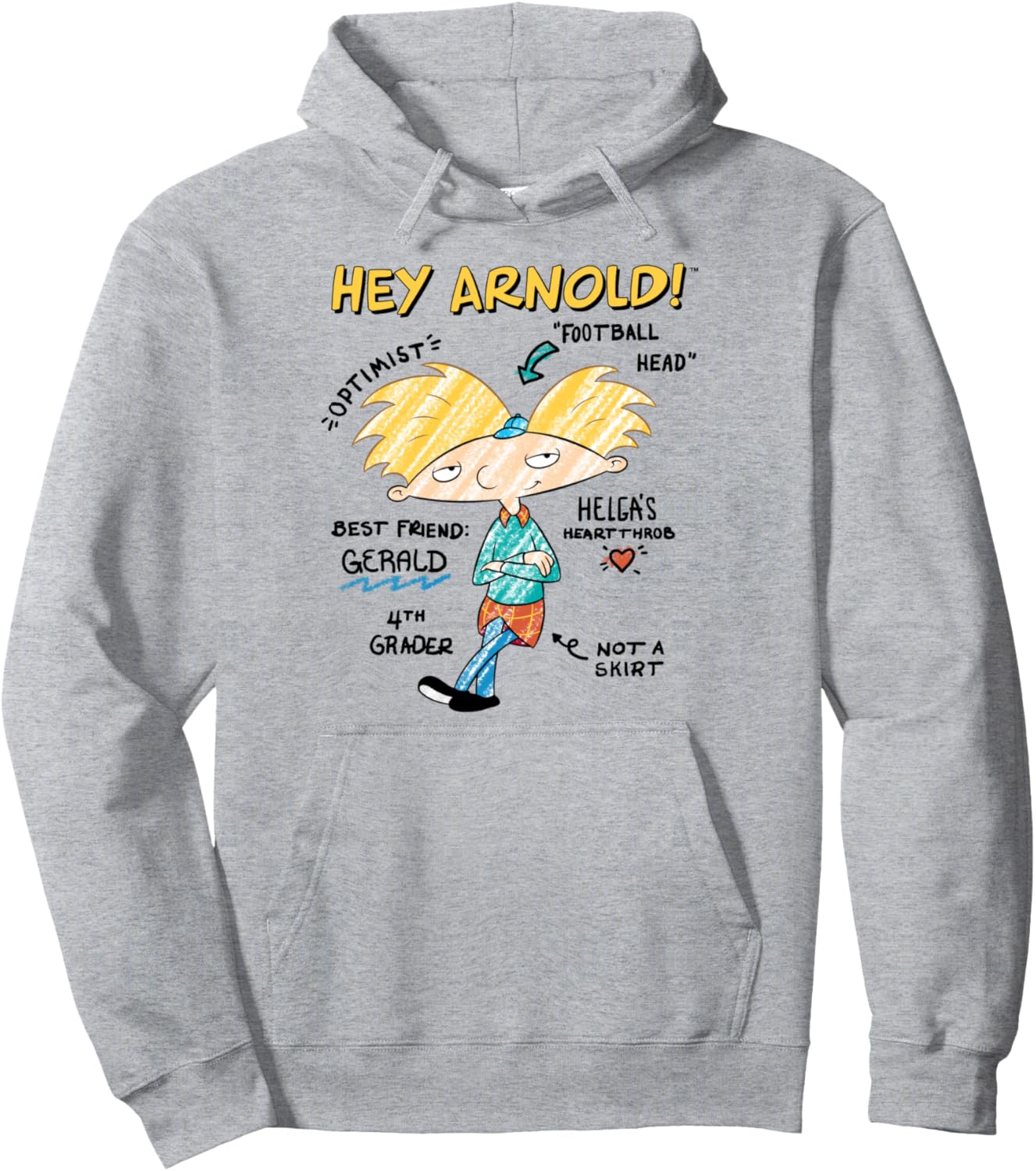 Hey Arnold! Facts Diagram Sketch Portrait Pullover Hoodie