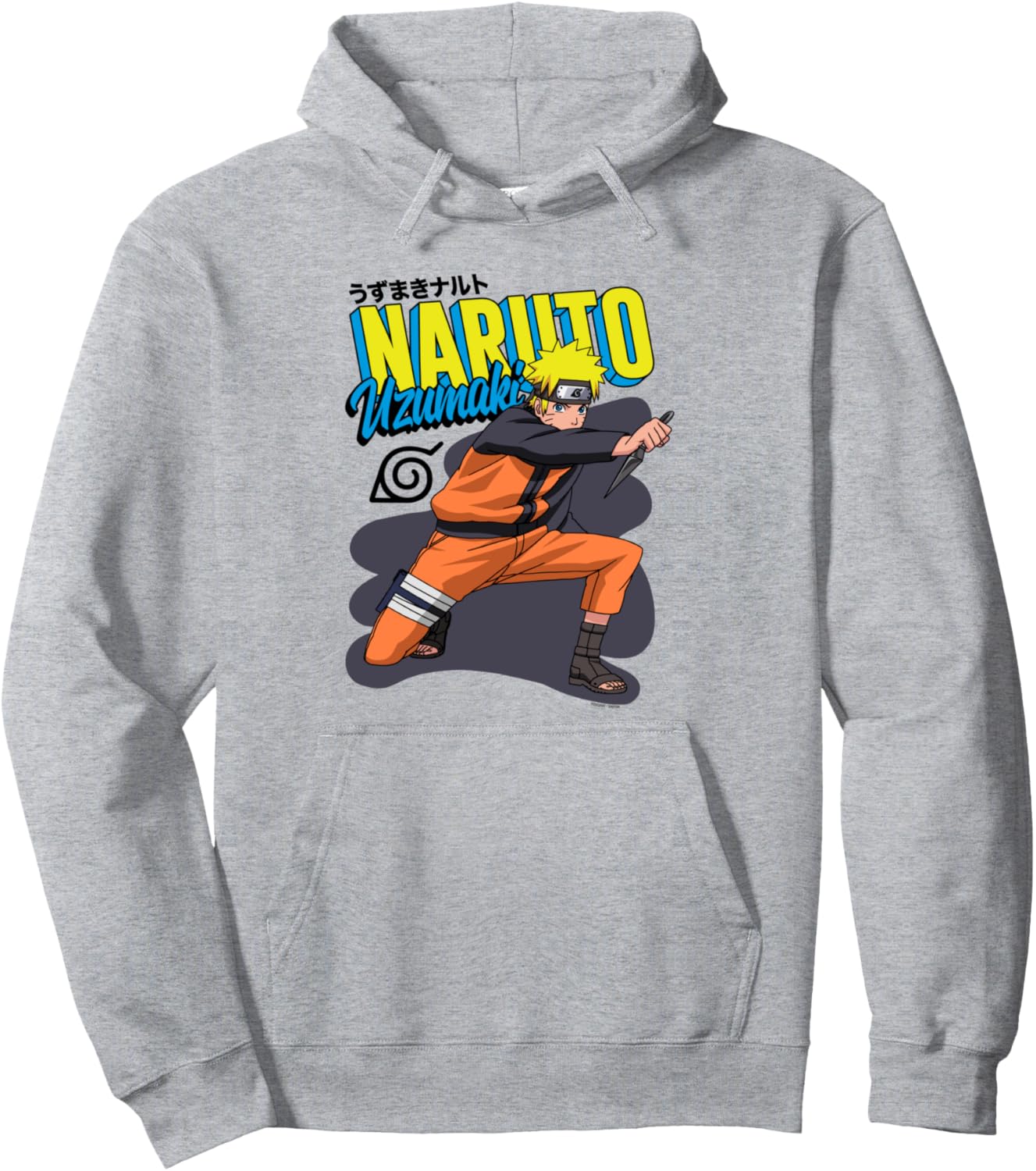 Naruto Shippuden Naruto and Slanted Logo Anime Pullover Hoodie