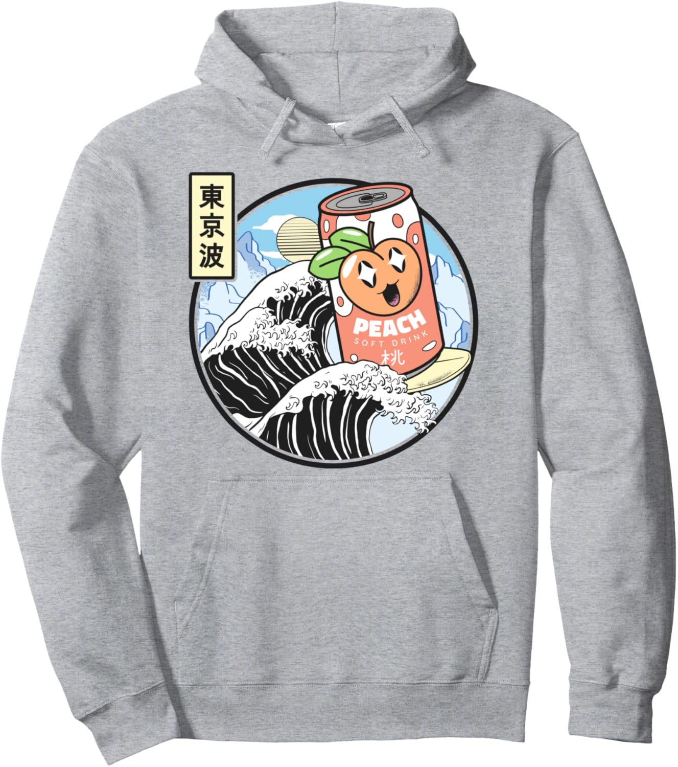 Surfing Peach Soda On Kanagawa Wave Vaporwave Kawaii Anime Pullover Hoodie