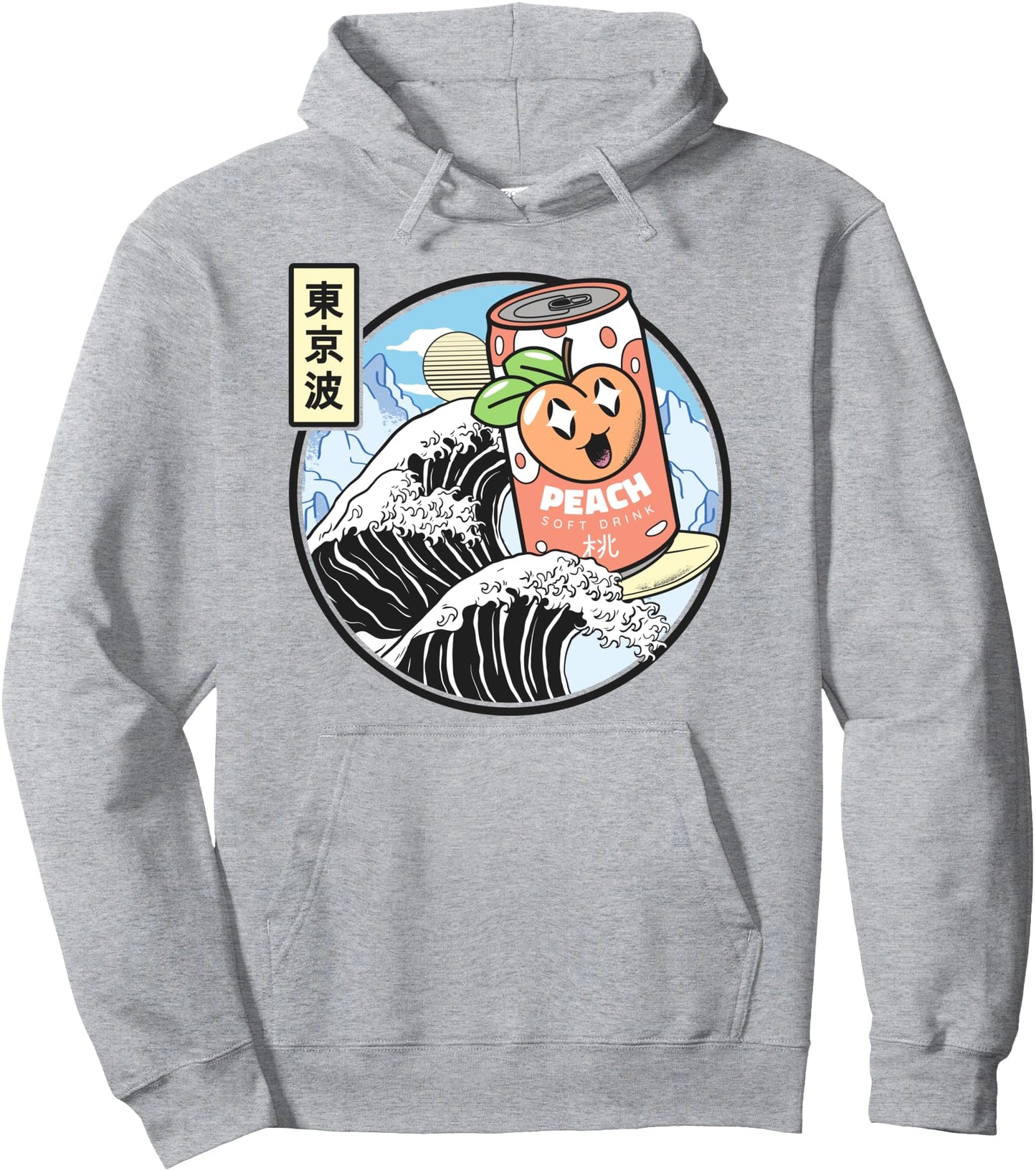 Surfing Peach Soda On Kanagawa Wave Vaporwave Kawaii Anime Pullover Hoodie
