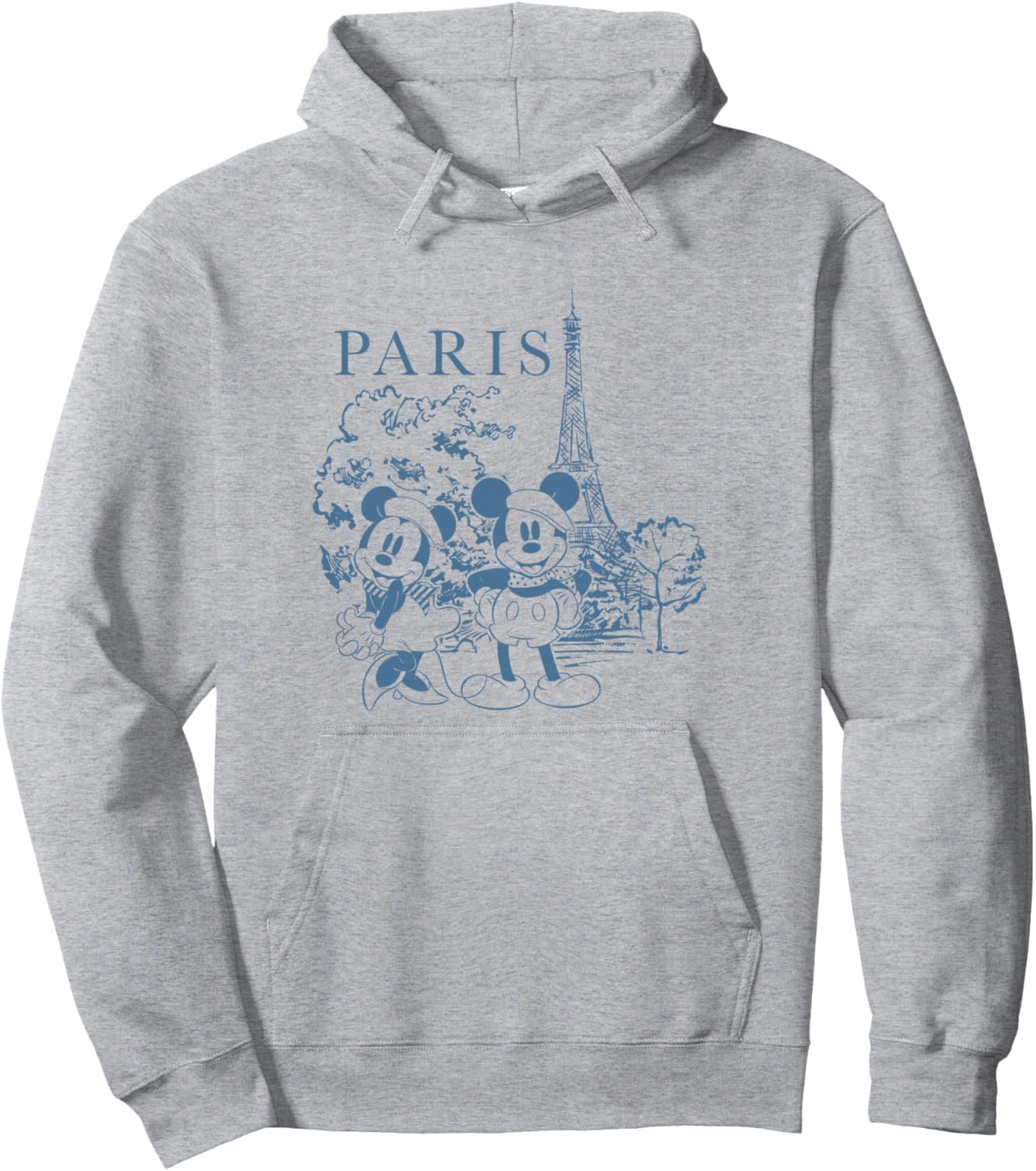 Disney Mickey And Friends Iconic Couple In Paris Chest Logo Pullover Hoodie