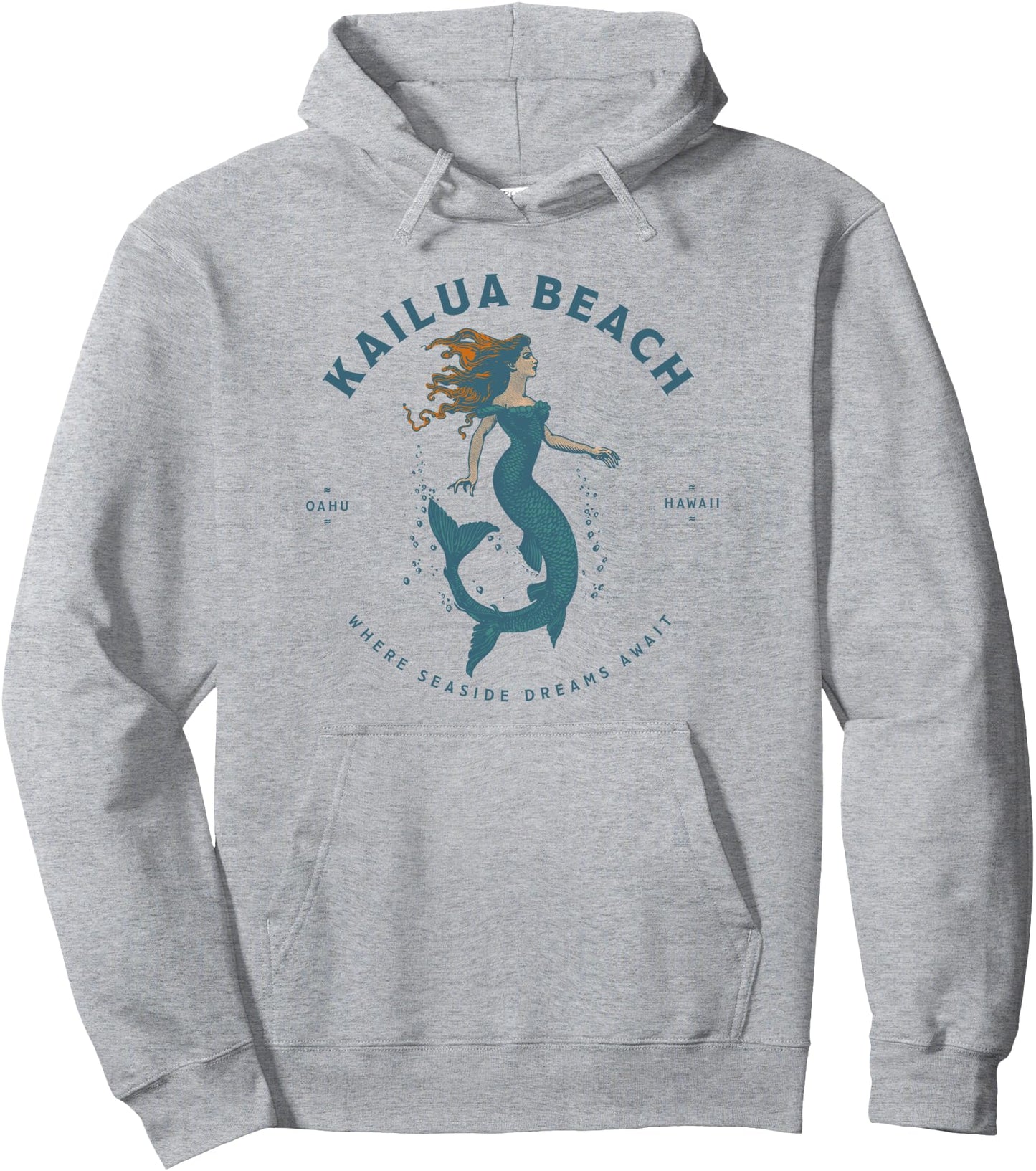 Kailua Beach Oahu Hawaii Retro Vintage Mermaid Pullover Hoodie