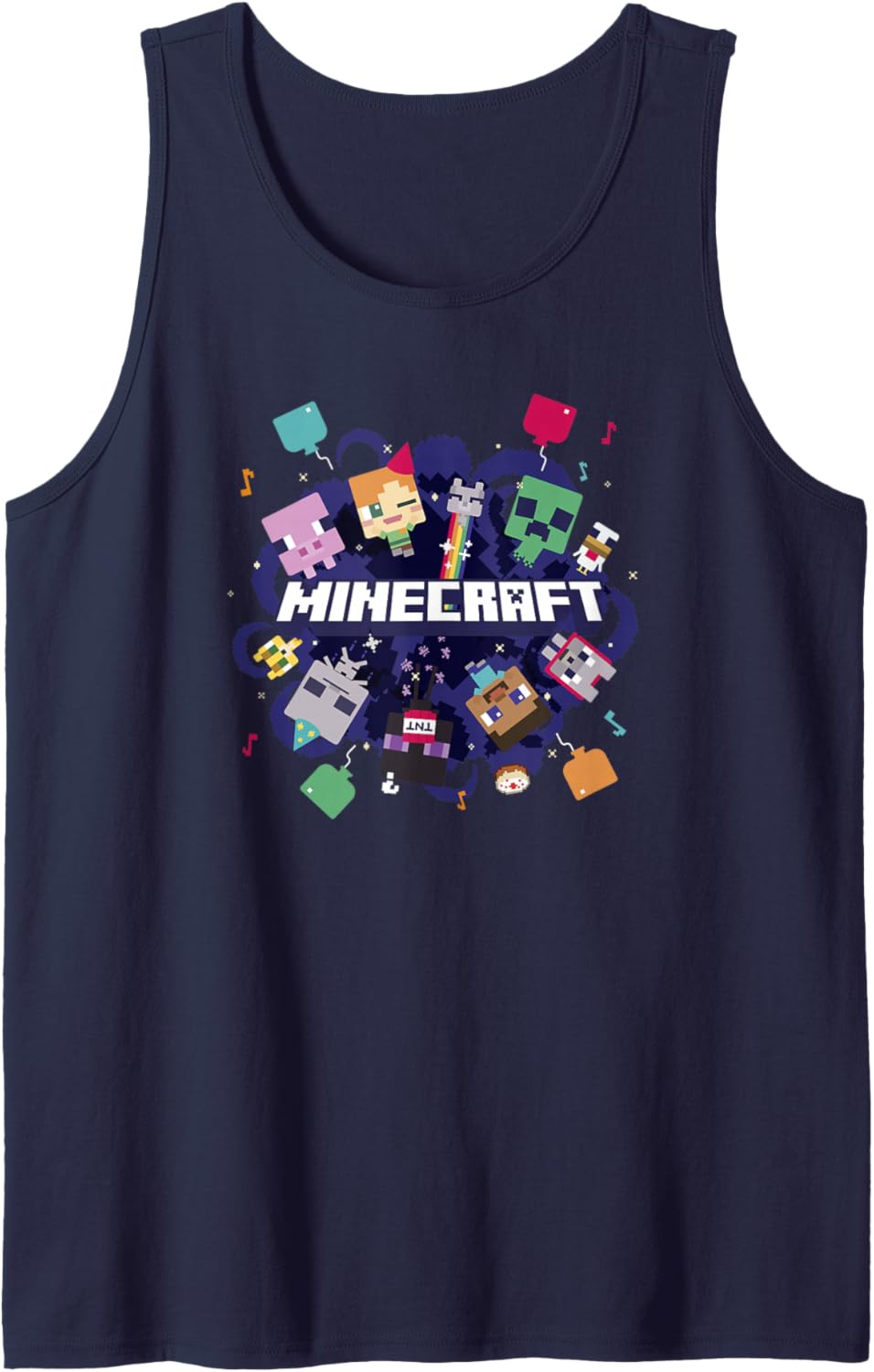 Minecraft Chibi Mobs Party Celebration Logo Tank Top