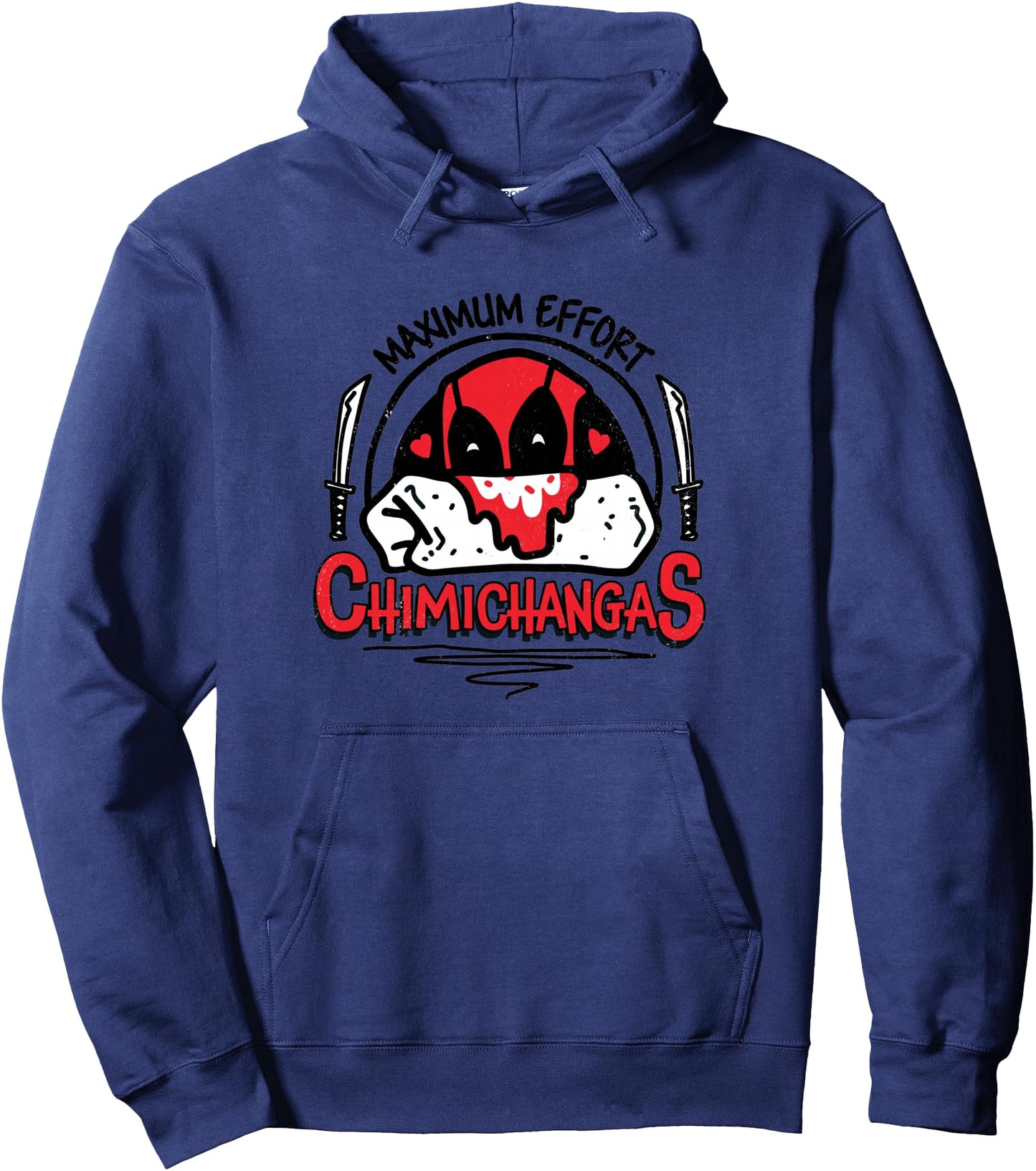 Marvel Deadpool Maximum Effort Chimichanga's Distressed Funny Pullover Hoodie