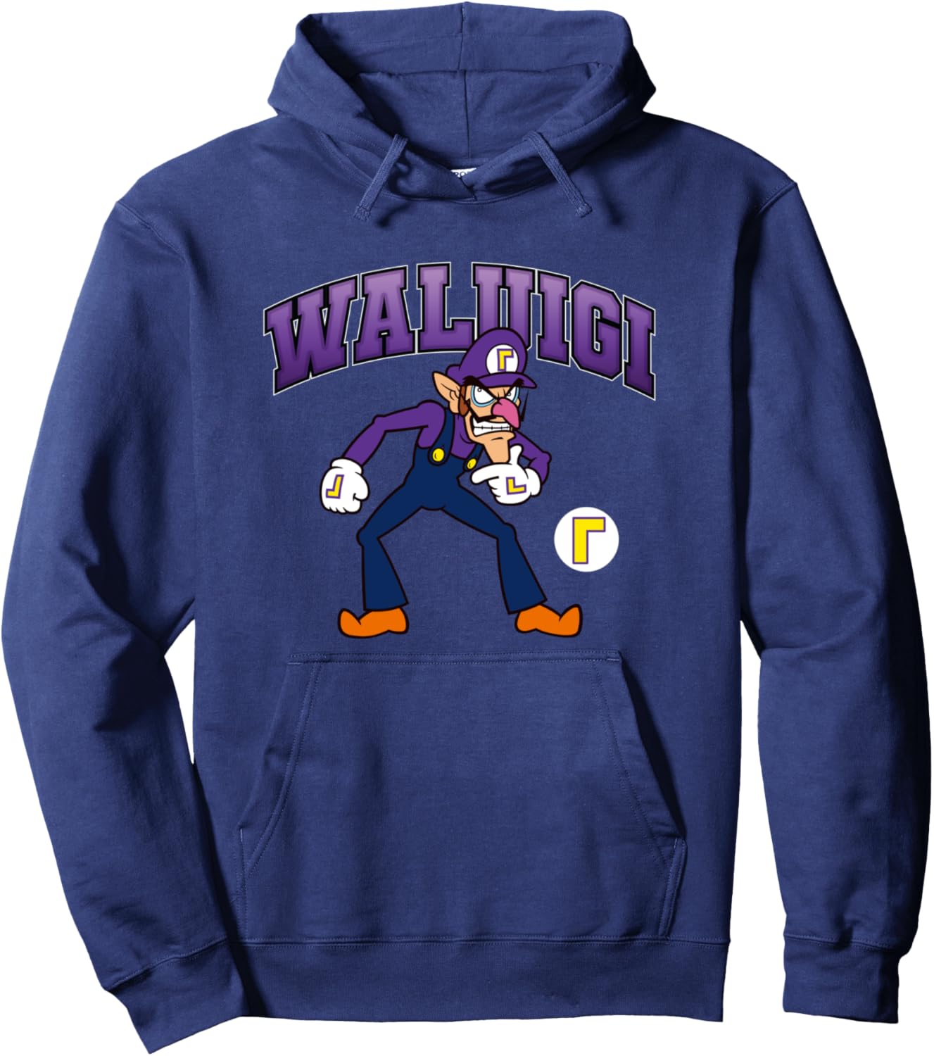 Super Mario Bros Waluigi Big Character Portrait Pullover Hoodie