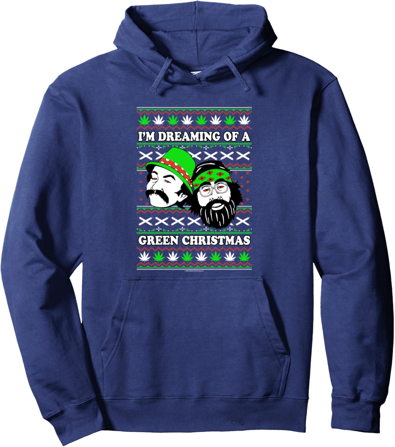 Cheech & Chong Christmas I'm Dreaming Of A Green X-Mas Pullover Hoodie