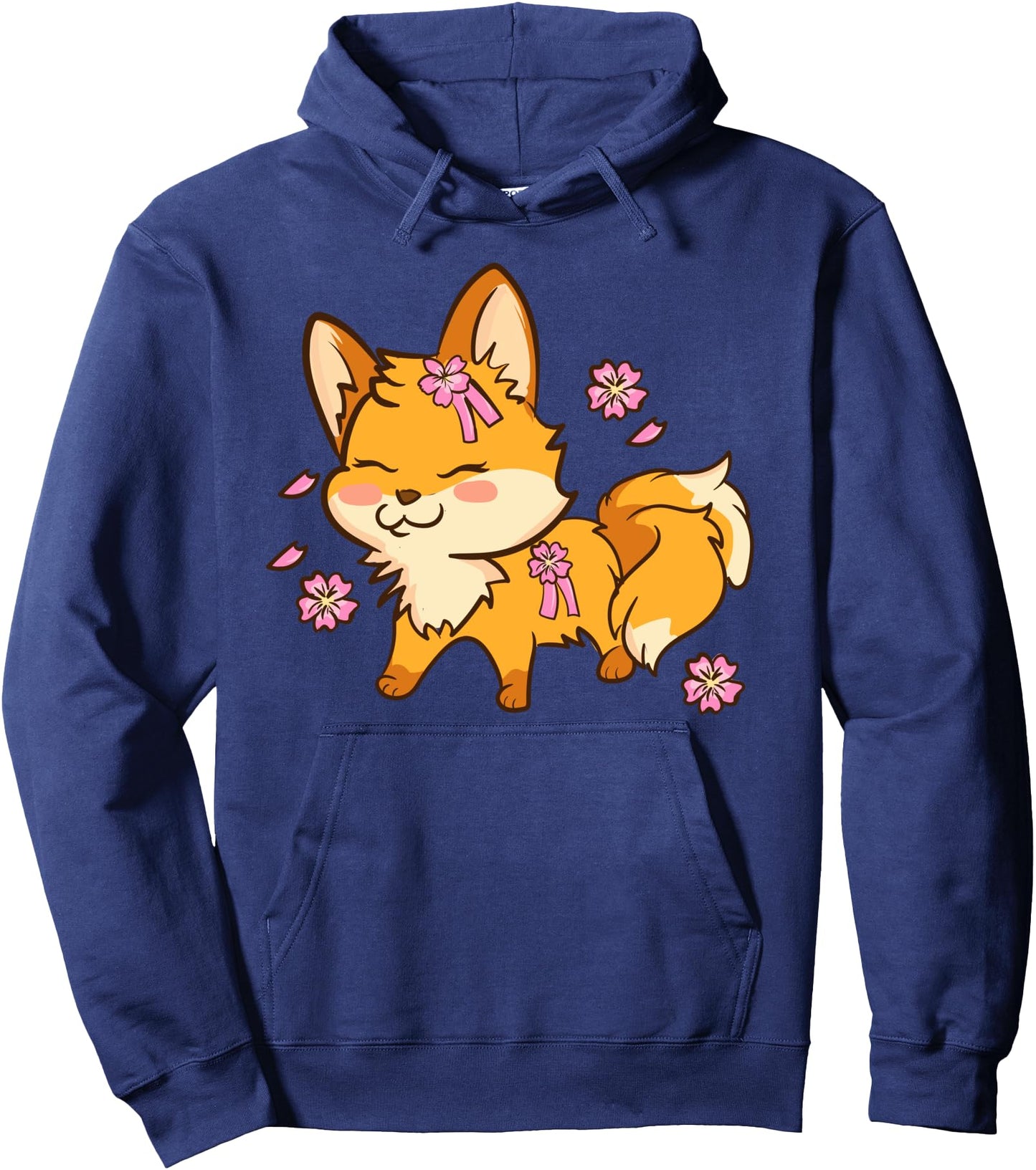 Nine Tailed Cherry Blossom Fox - Cute Kawaii Anime Japan Pullover Hoodie