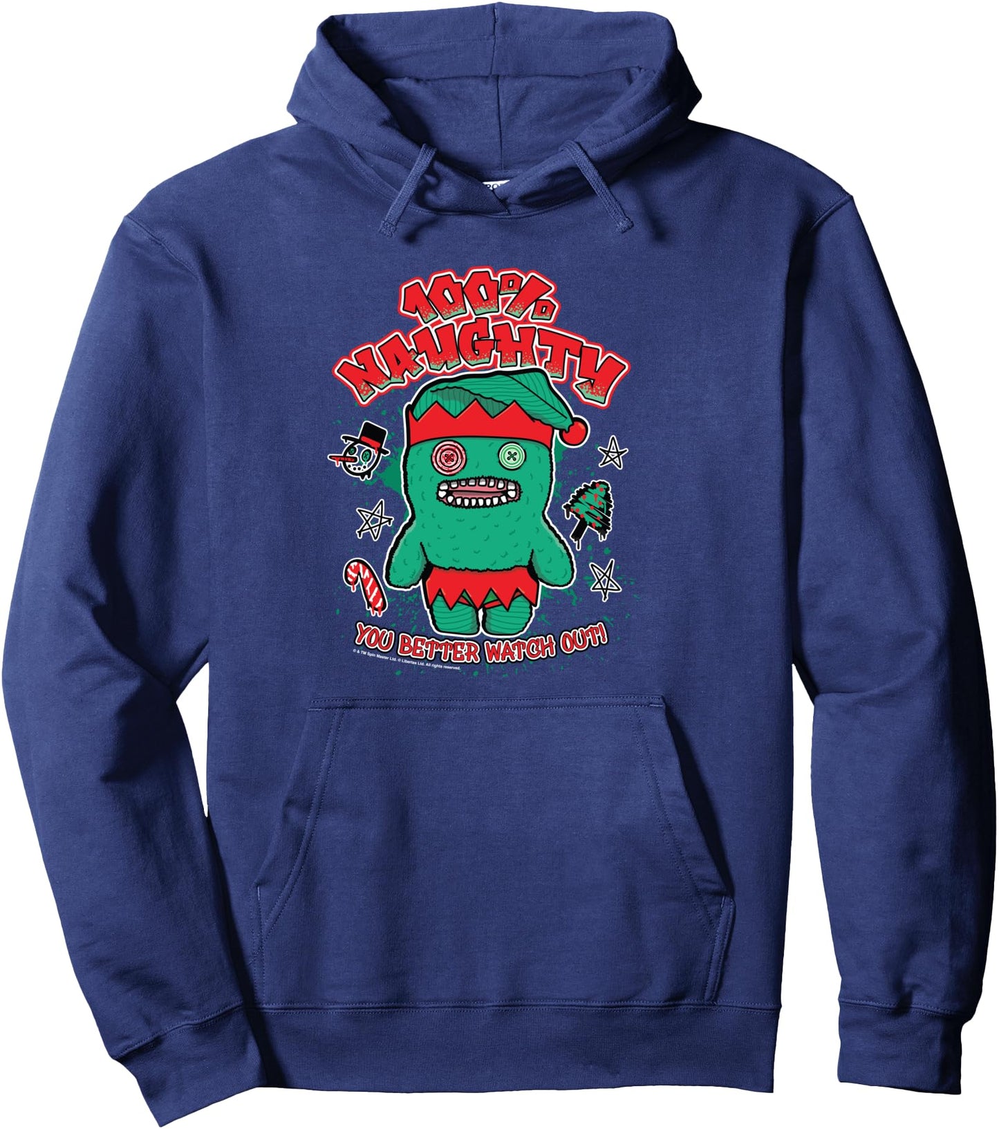 Fuggler Christmas Elf 100 Naughty You Better Watch Out Pullover Hoodie
