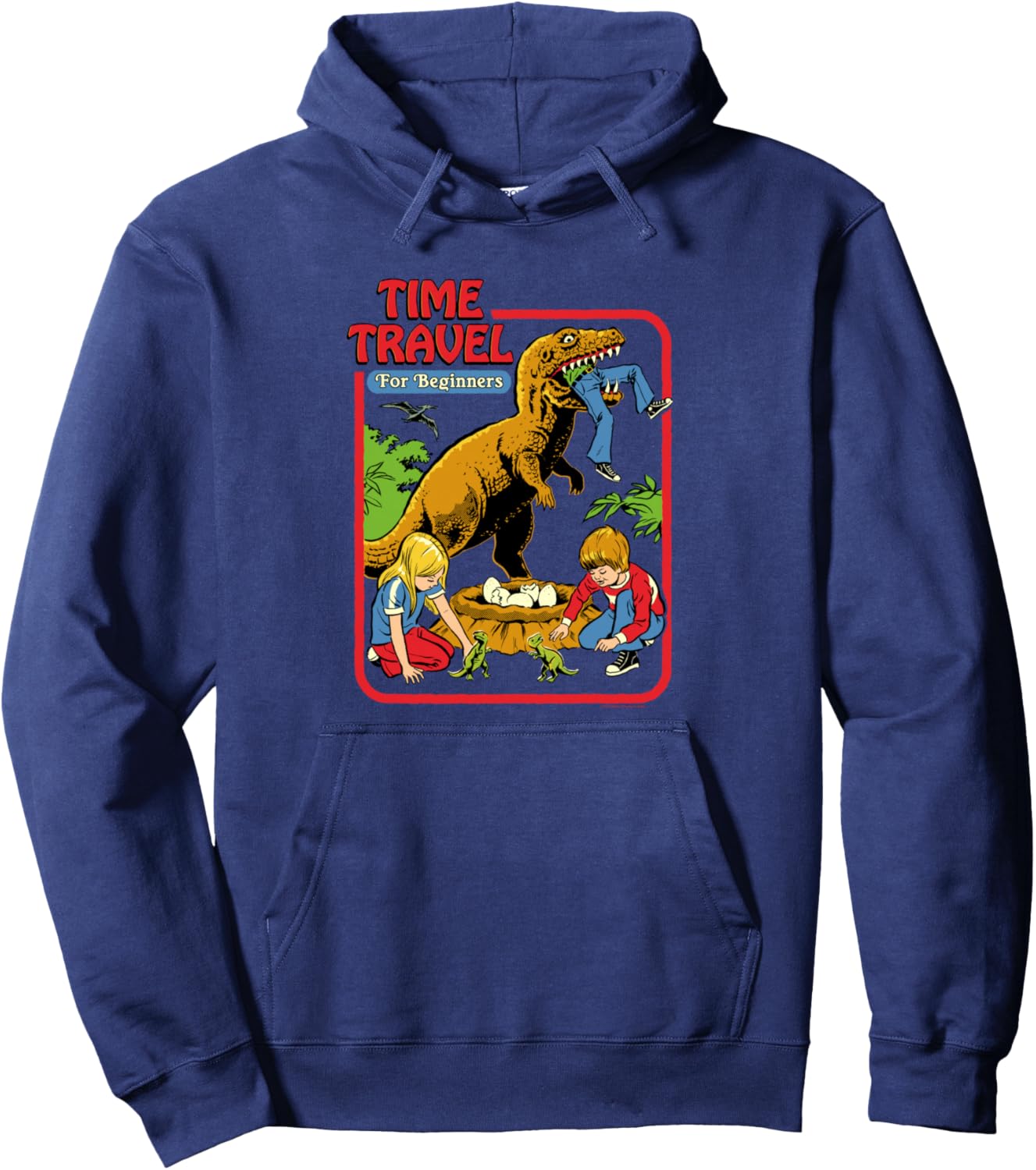 Steven Rhodes Time Travel T-Rex Dinosaur Retro Dark Humor Pullover Hoodie