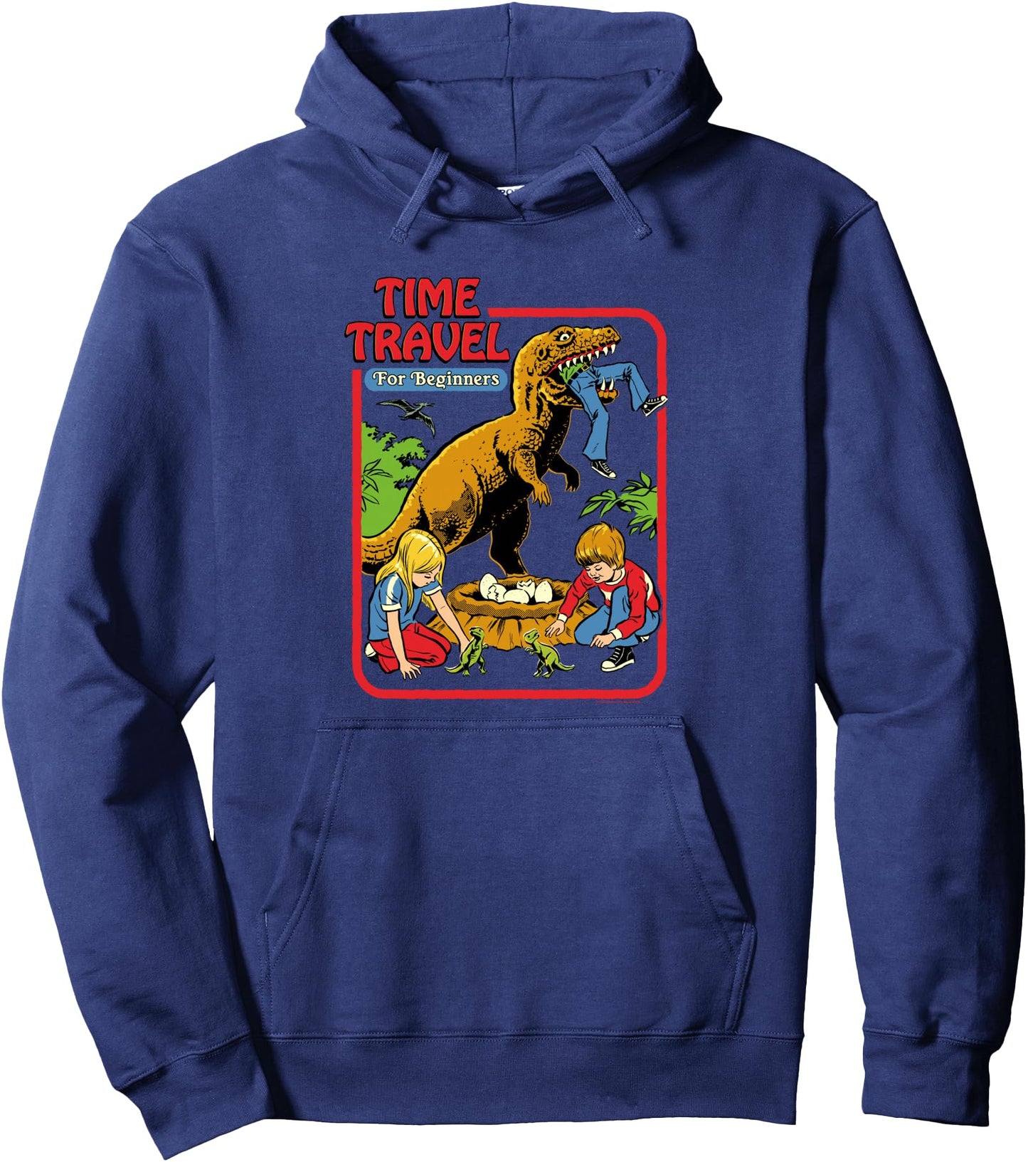 Steven Rhodes Time Travel T-Rex Dinosaur Retro Dark Humor Pullover Hoodie