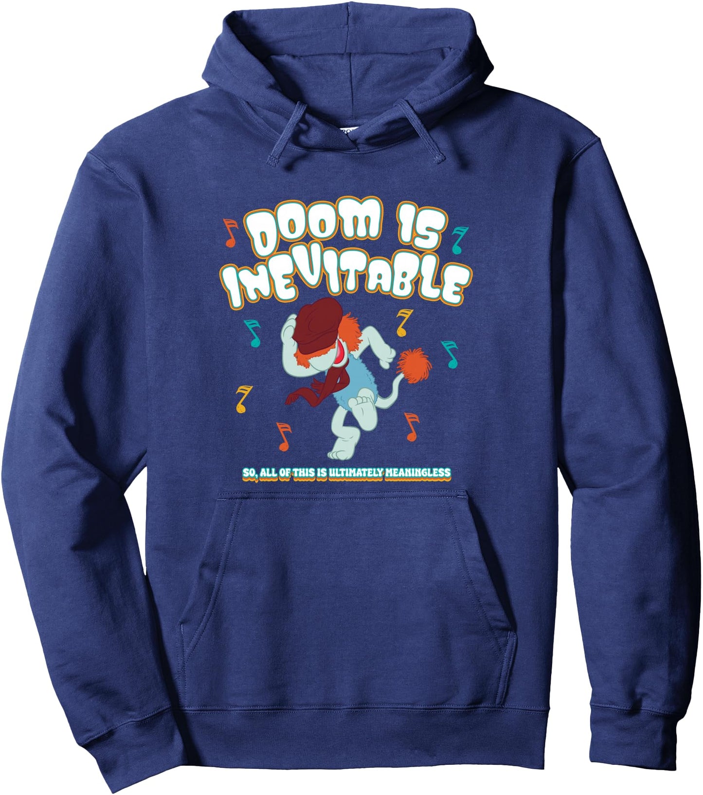 Fraggle Rock Doom Is Inevitable Boober Dancing Chest Logo Pullover Hoodie