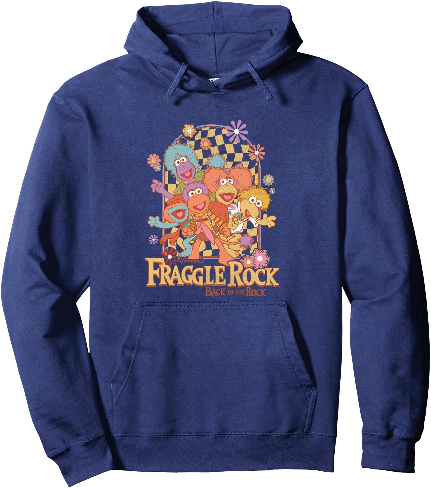 Fraggle Rock Back To The Rock Group Shot Vintage Chest Logo Pullover Hoodie