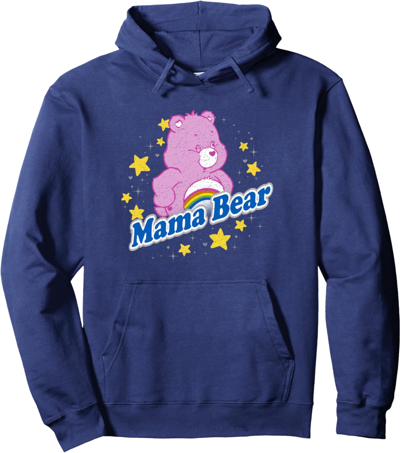 Care Bears Mama Bear Cheer Bear Rainbow Stars Vintage Logo Pullover Hoodie