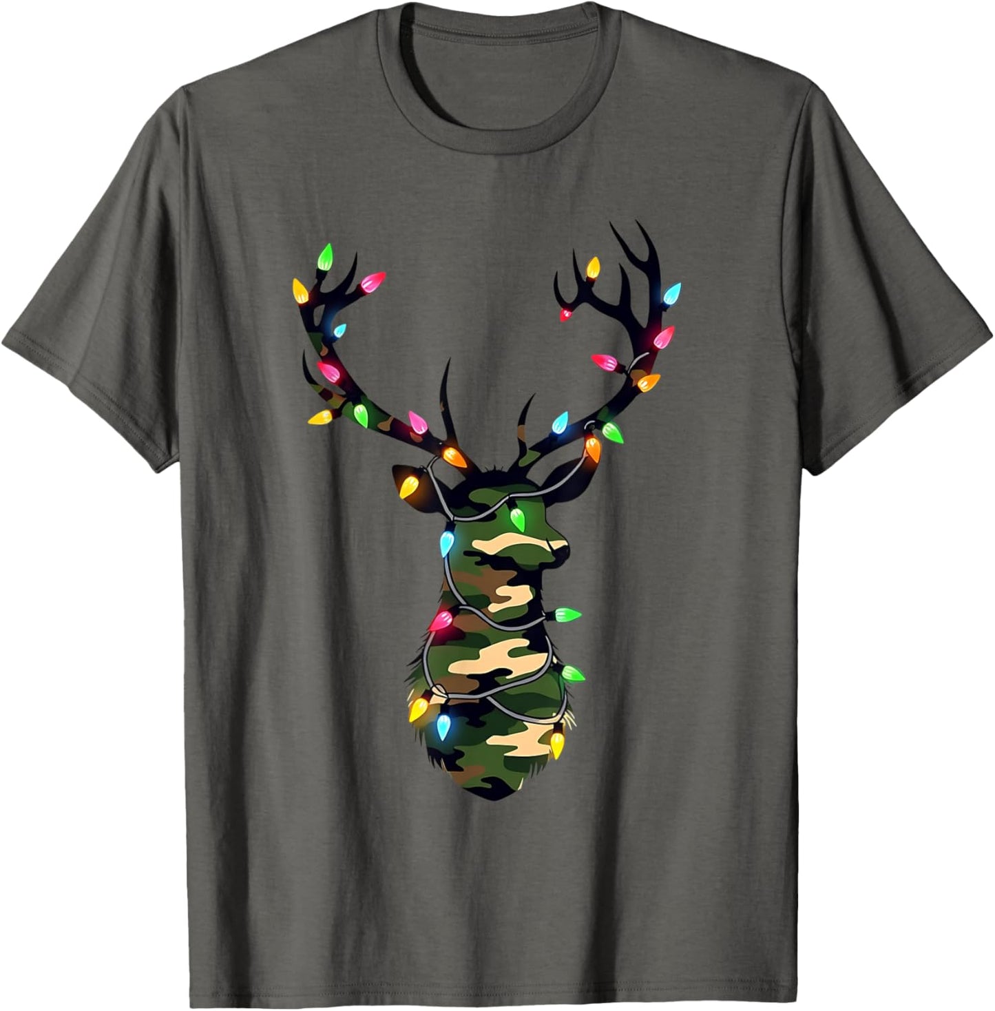 Christmas Holiday Camo Deer Hunting Reindeer Xmas Lights T-Shirt