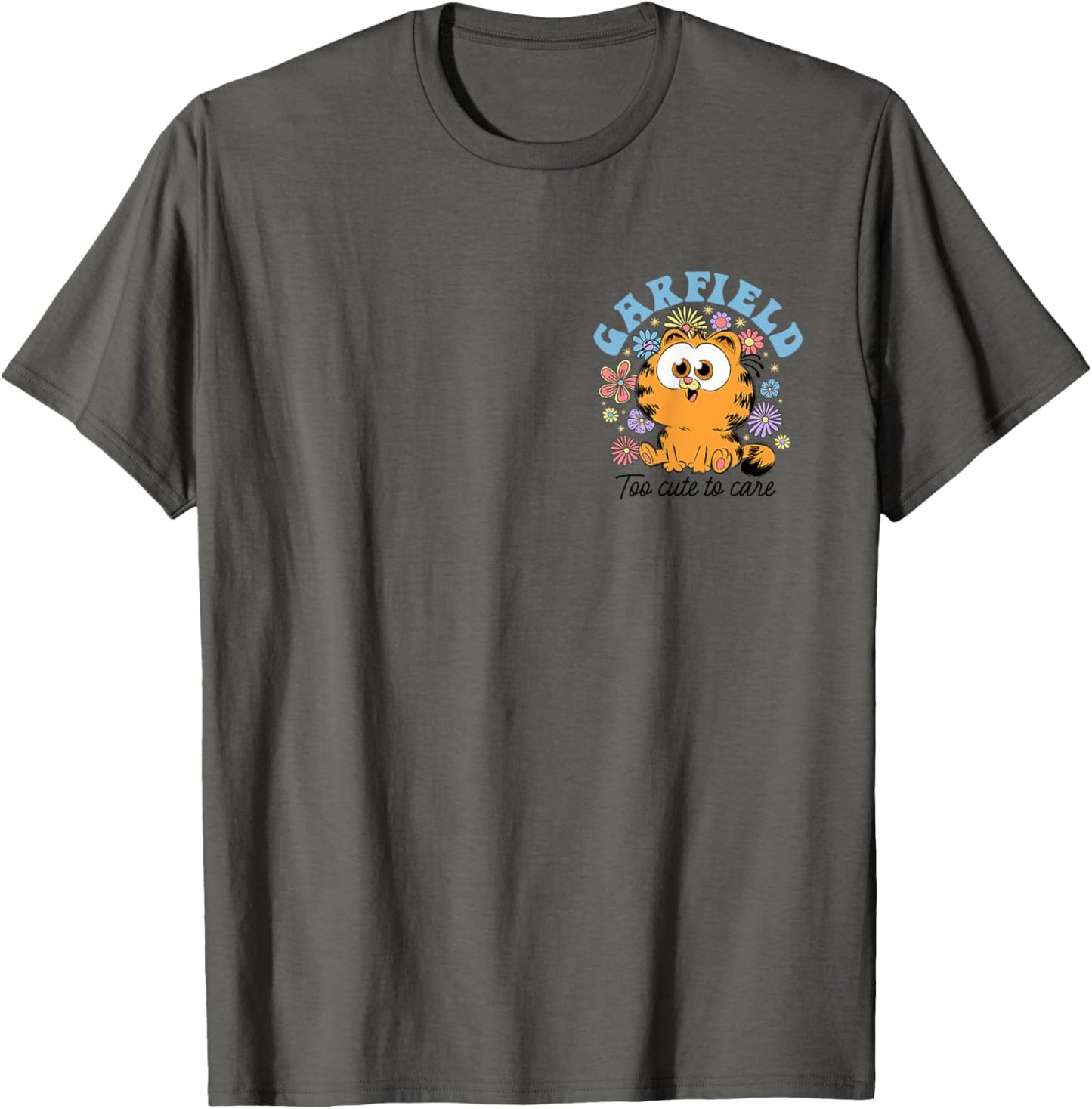 Garfield Chibi Kawaii Floral Too Cute to Care Left Chest