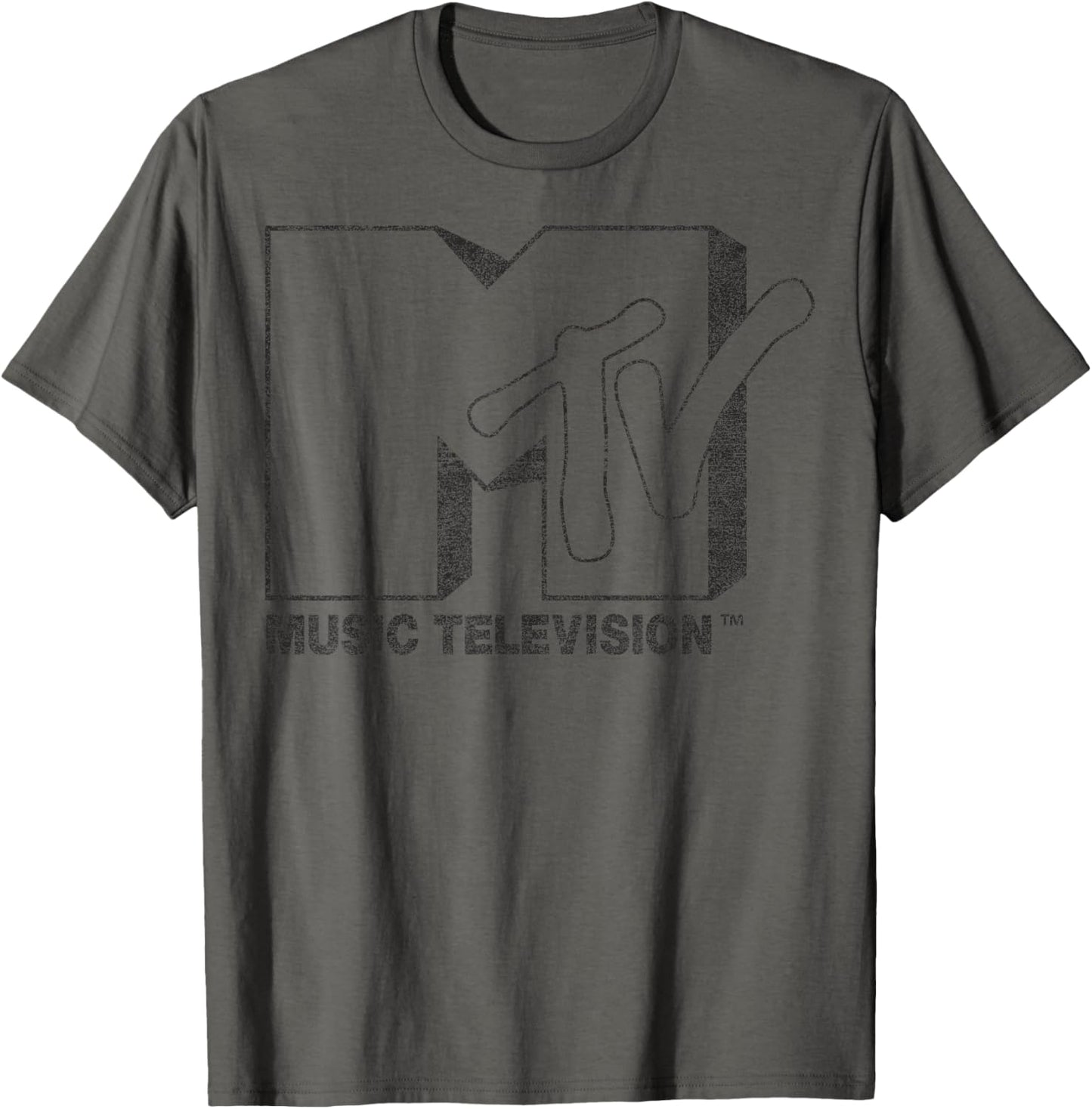 MTV Distressed Vintage Black and White Logo Graphic T-Shirt
