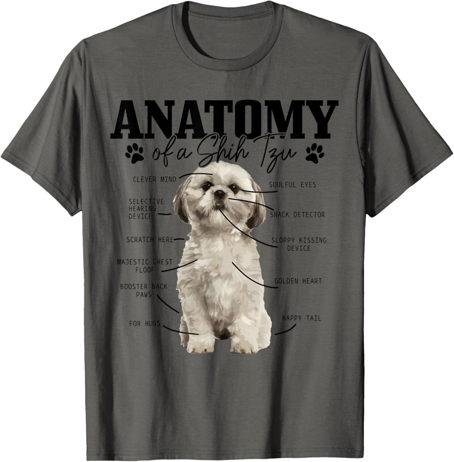 Anatomy Of A Shih Tzu Dog Funny Cute Shih Tzu Mom Dad Men Women Girls Kids T-Shirt