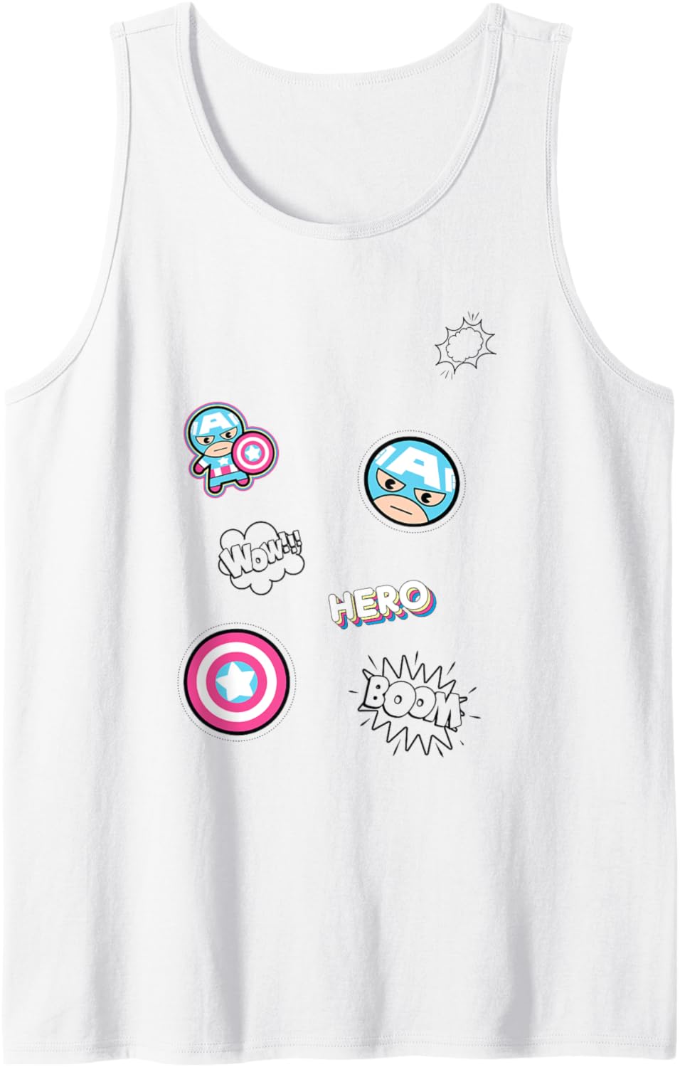 Marvel Kawaii Wow! Boom! Hero! Chibi Captain America Poster Tank Top